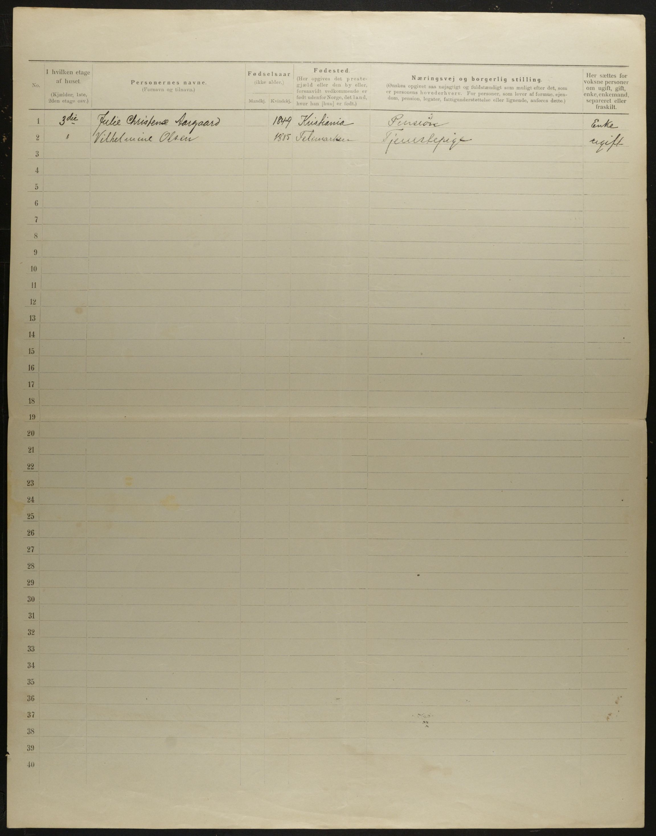 OBA, Municipal Census 1901 for Kristiania, 1901, p. 5107