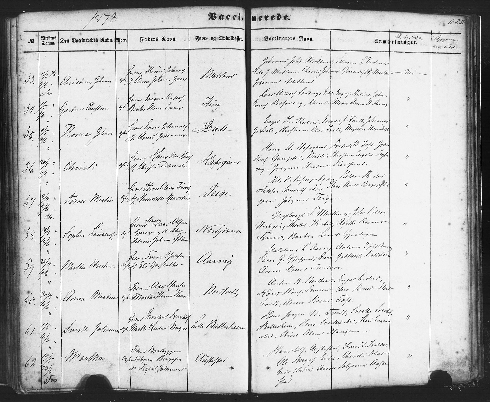 Fusa sokneprestembete, AV/SAB-A-75401/H/Haa: Parish register (official) no. A 1II, 1855-1879, p. 622