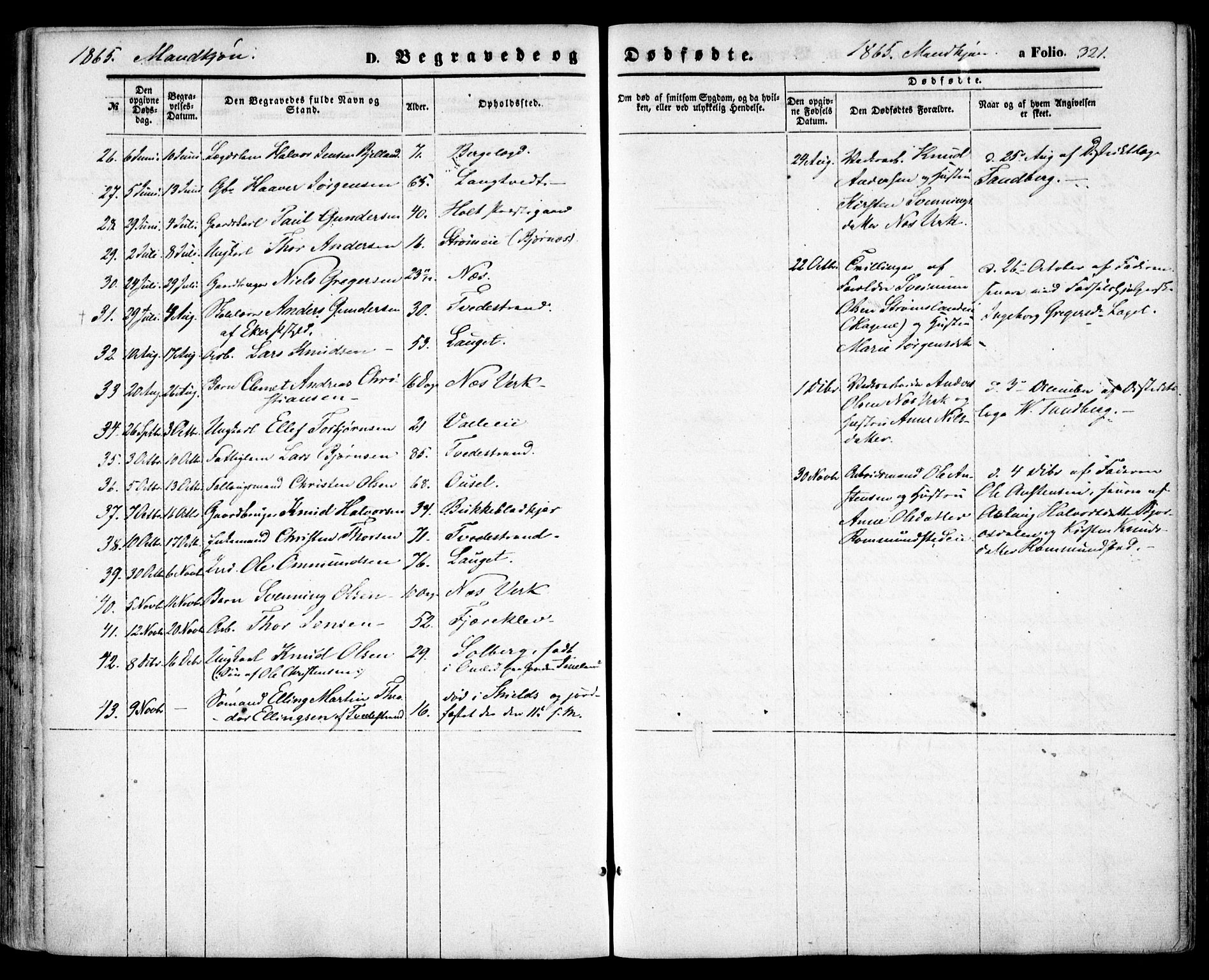 Holt sokneprestkontor, SAK/1111-0021/F/Fa/L0009: Parish register (official) no. A 9, 1861-1871, p. 321