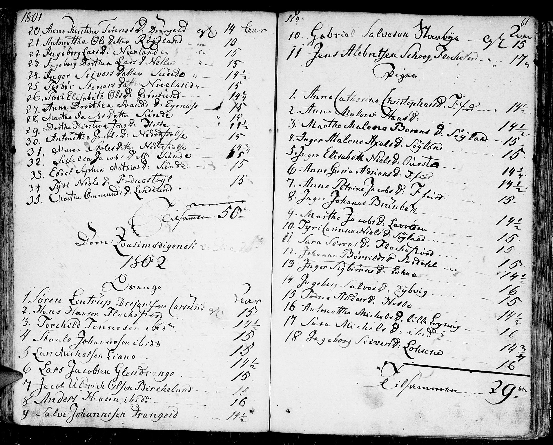 Flekkefjord sokneprestkontor, SAK/1111-0012/F/Fb/Fbc/L0002: Parish register (copy) no. B 2, 1801-1816, p. 61