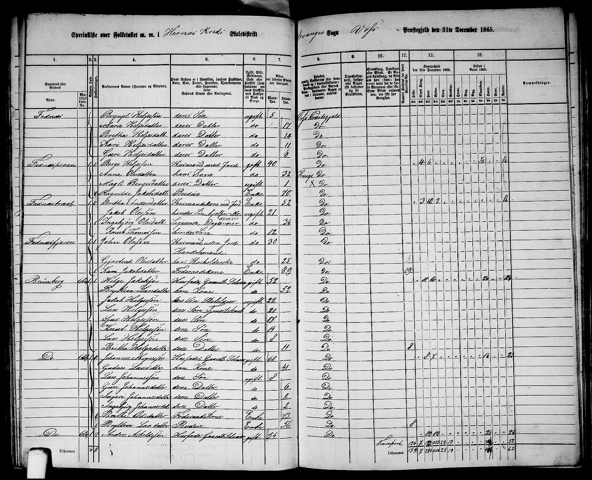 RA, 1865 census for Voss, 1865, p. 339