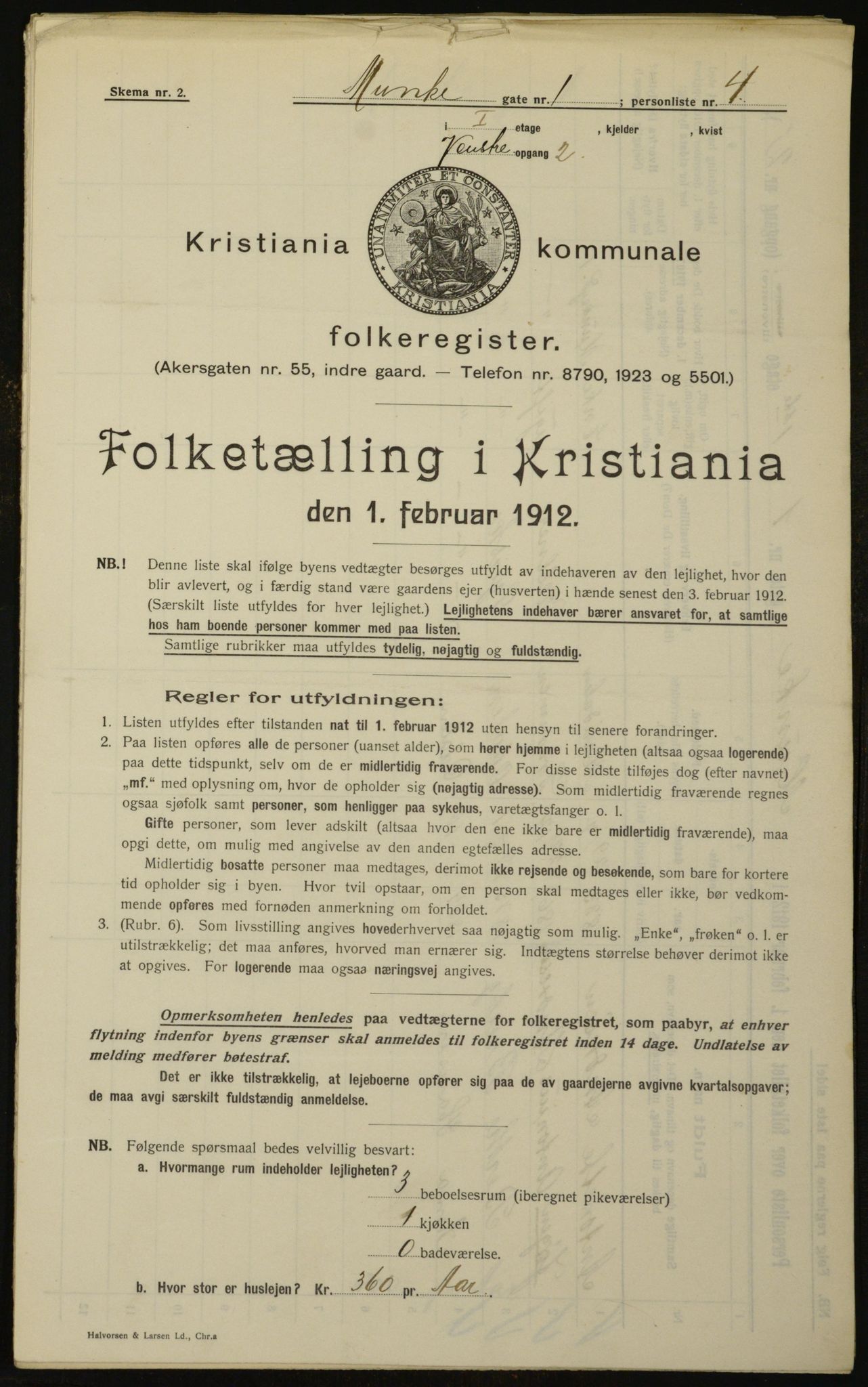 OBA, Municipal Census 1912 for Kristiania, 1912, p. 68456