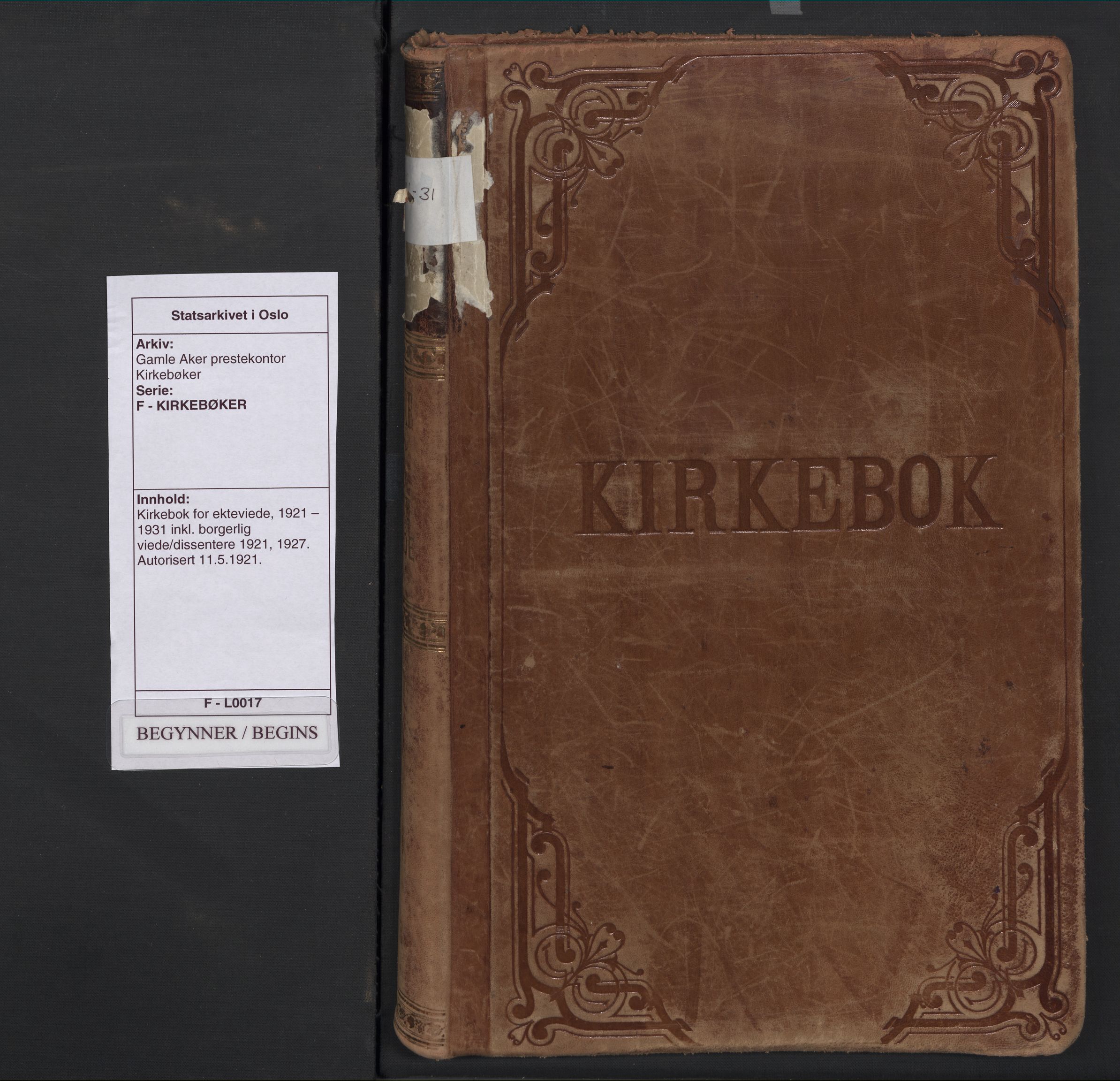 Gamle Aker prestekontor Kirkebøker, SAO/A-10617a/F/L0017: Parish register (official) no. 17, 1921-1931