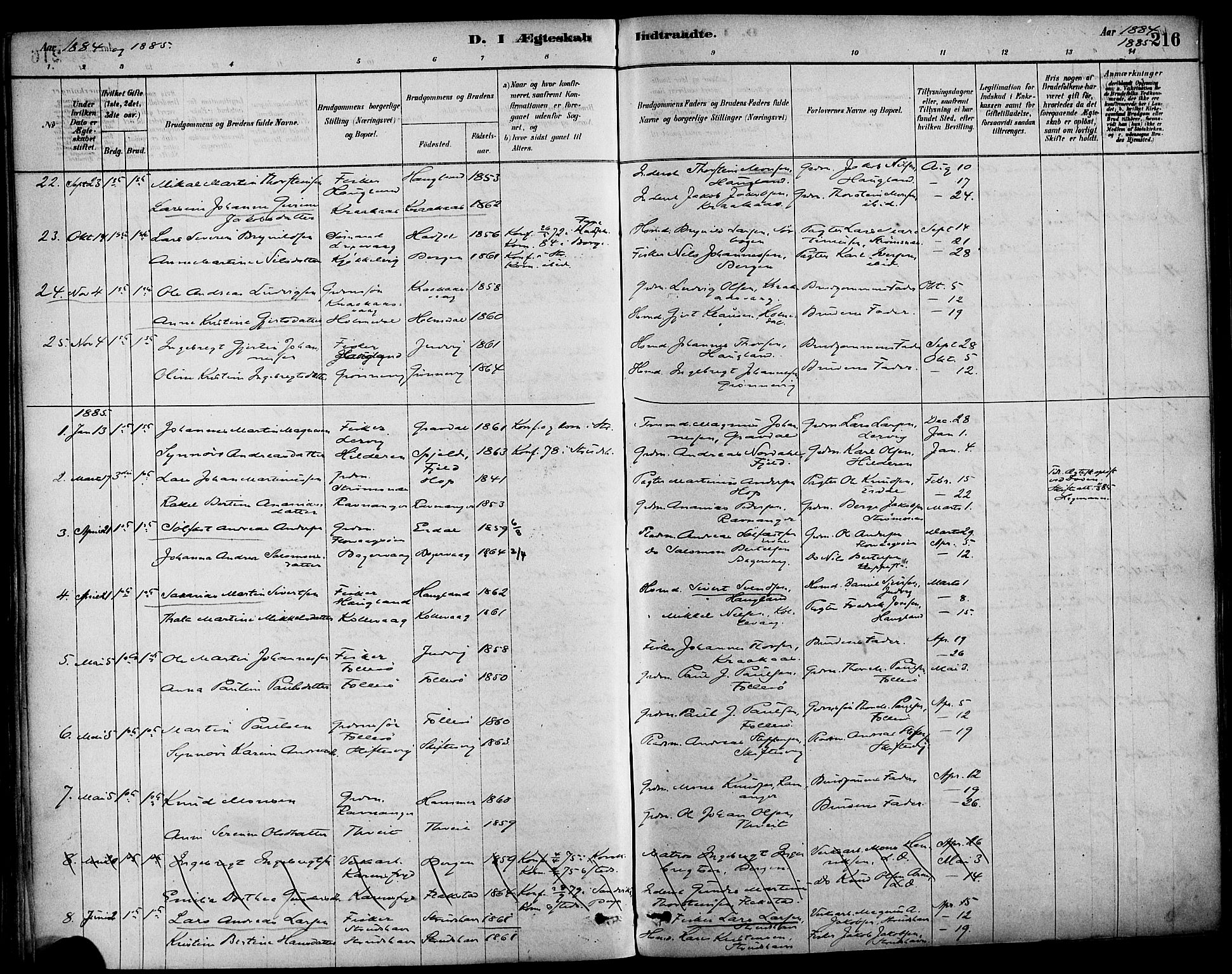 Askøy Sokneprestembete, AV/SAB-A-74101/H/Ha/Haa/Haab/L0001: Parish register (official) no. B 1, 1878-1889, p. 216