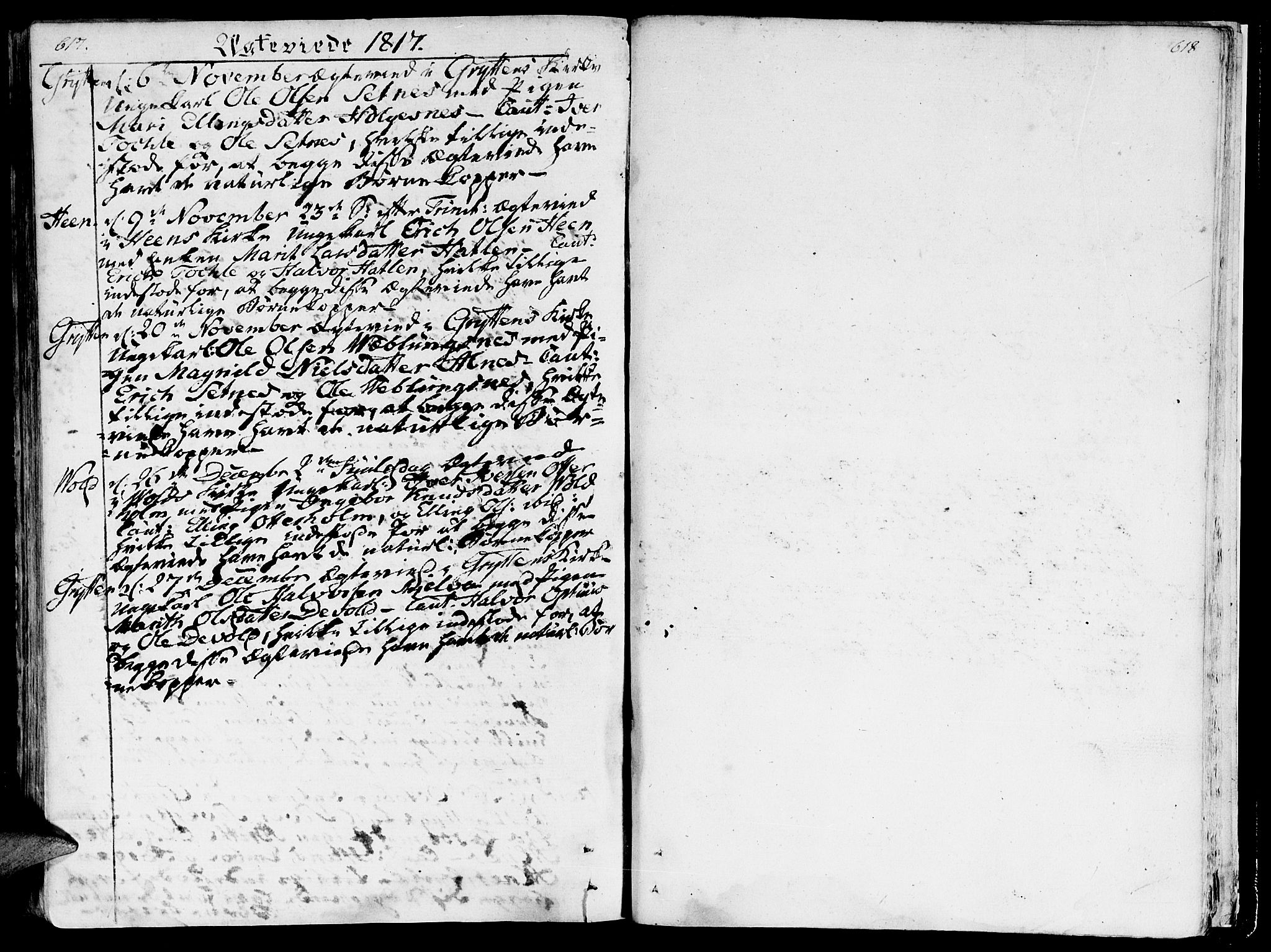 Ministerialprotokoller, klokkerbøker og fødselsregistre - Møre og Romsdal, AV/SAT-A-1454/544/L0570: Parish register (official) no. 544A03, 1807-1817, p. 617-618