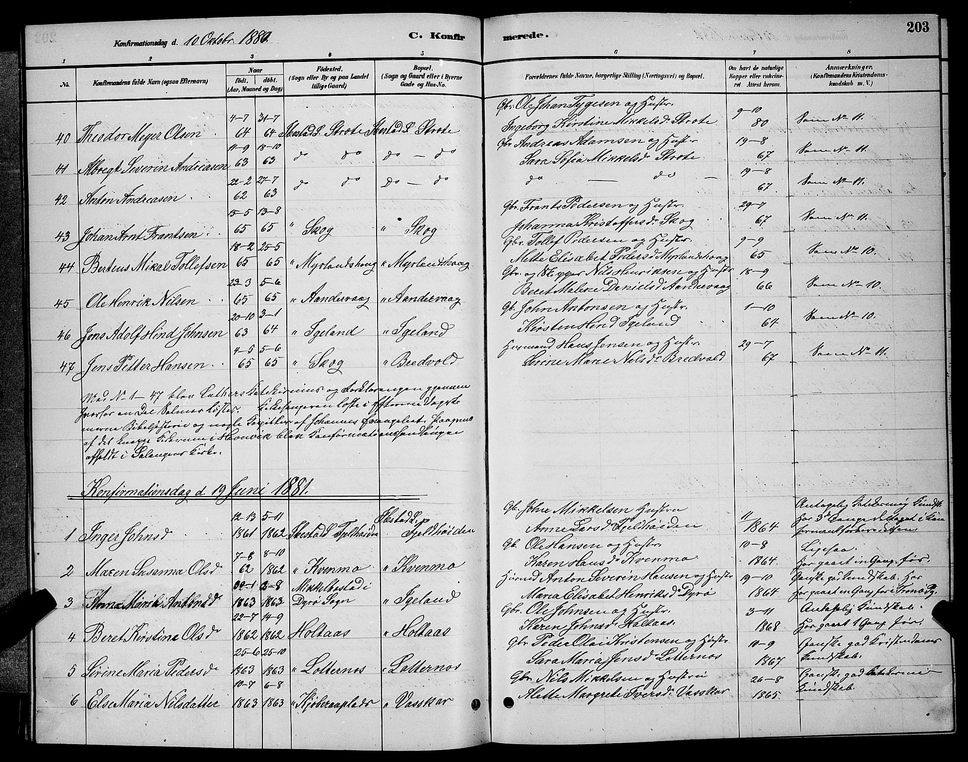 Ibestad sokneprestembete, AV/SATØ-S-0077/H/Ha/Hab/L0007klokker: Parish register (copy) no. 7, 1879-1889, p. 203