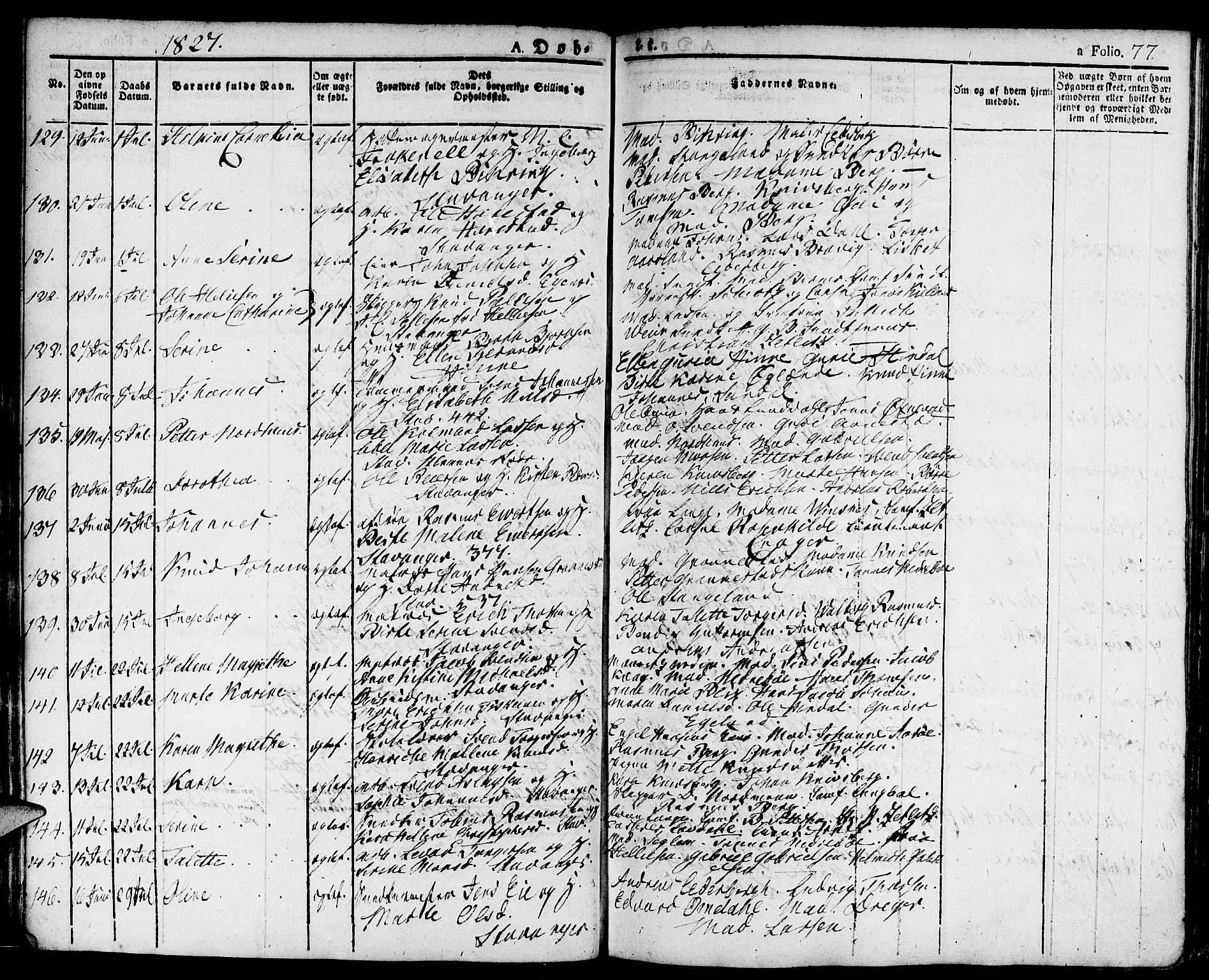 Domkirken sokneprestkontor, SAST/A-101812/001/30/30BA/L0009: Parish register (official) no. A 9, 1821-1832, p. 77