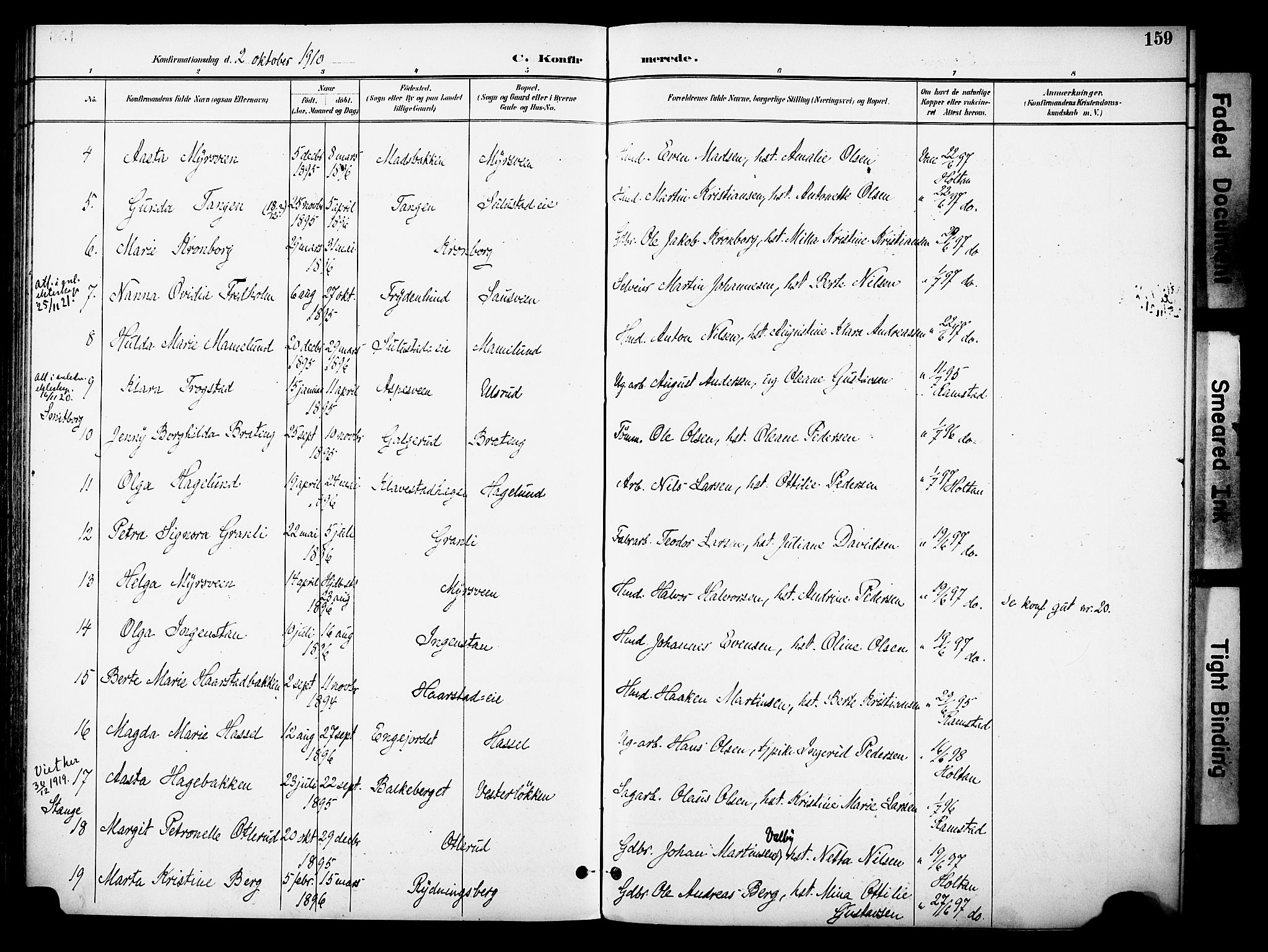 Østre Toten prestekontor, AV/SAH-PREST-104/H/Ha/Haa/L0009: Parish register (official) no. 9, 1897-1913, p. 159