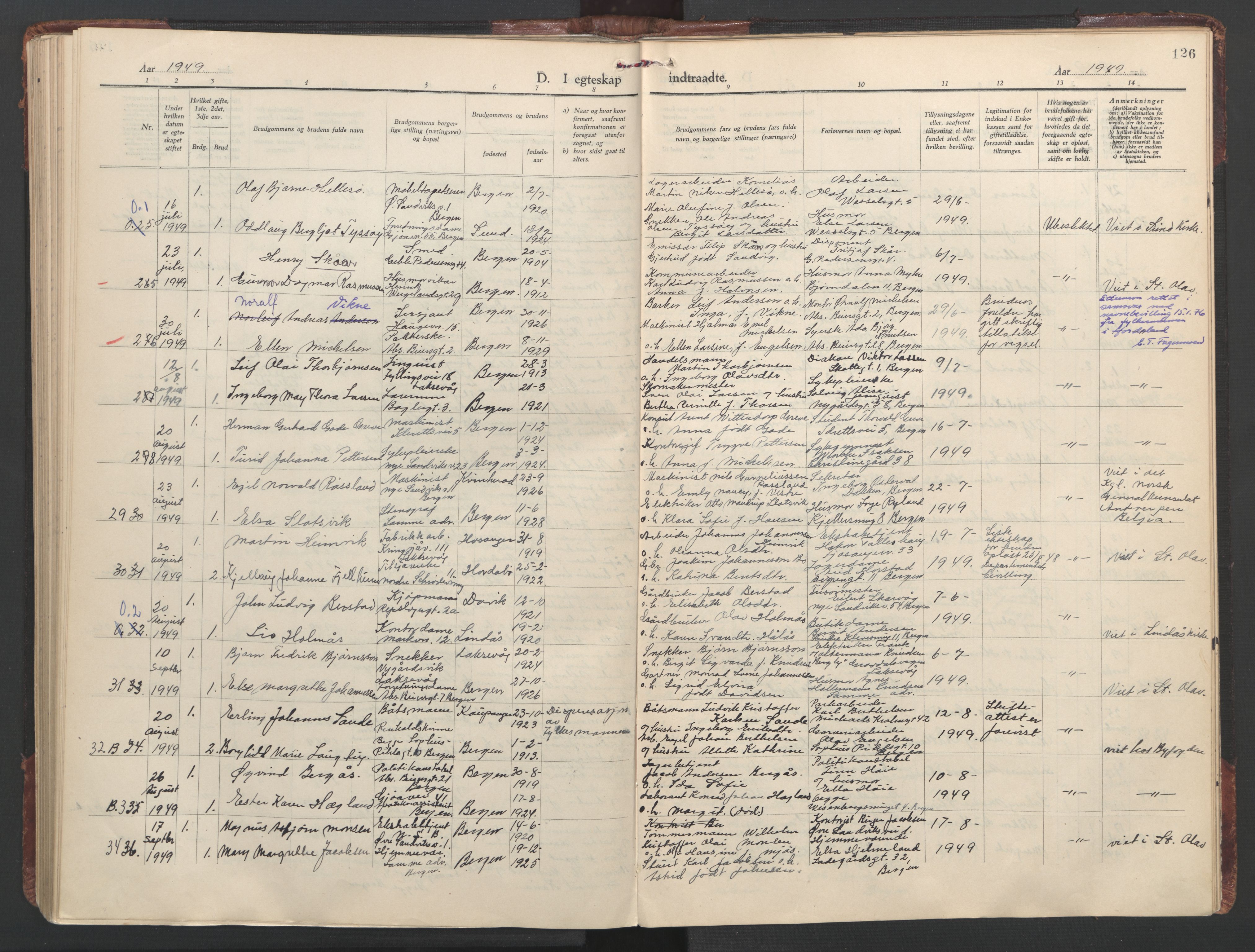 St. Olavs Sokneprestembete, SAB/A-78101/H/Haa: Parish register (official) no. C 1, 1928-1954, p. 126