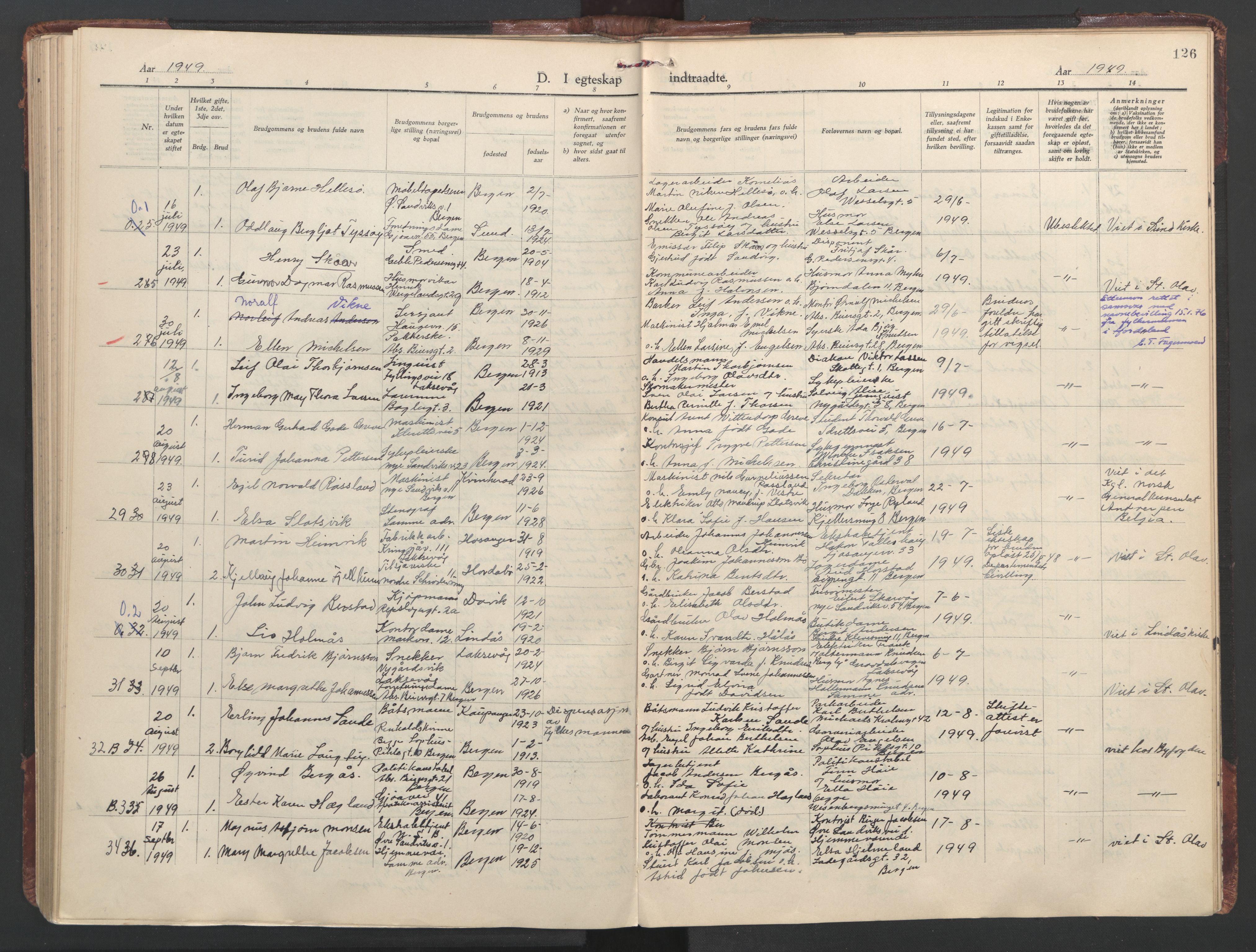 St. Olavs Sokneprestembete, AV/SAB-A-78101/H/Haa: Parish register (official) no. C 1, 1928-1954, p. 126