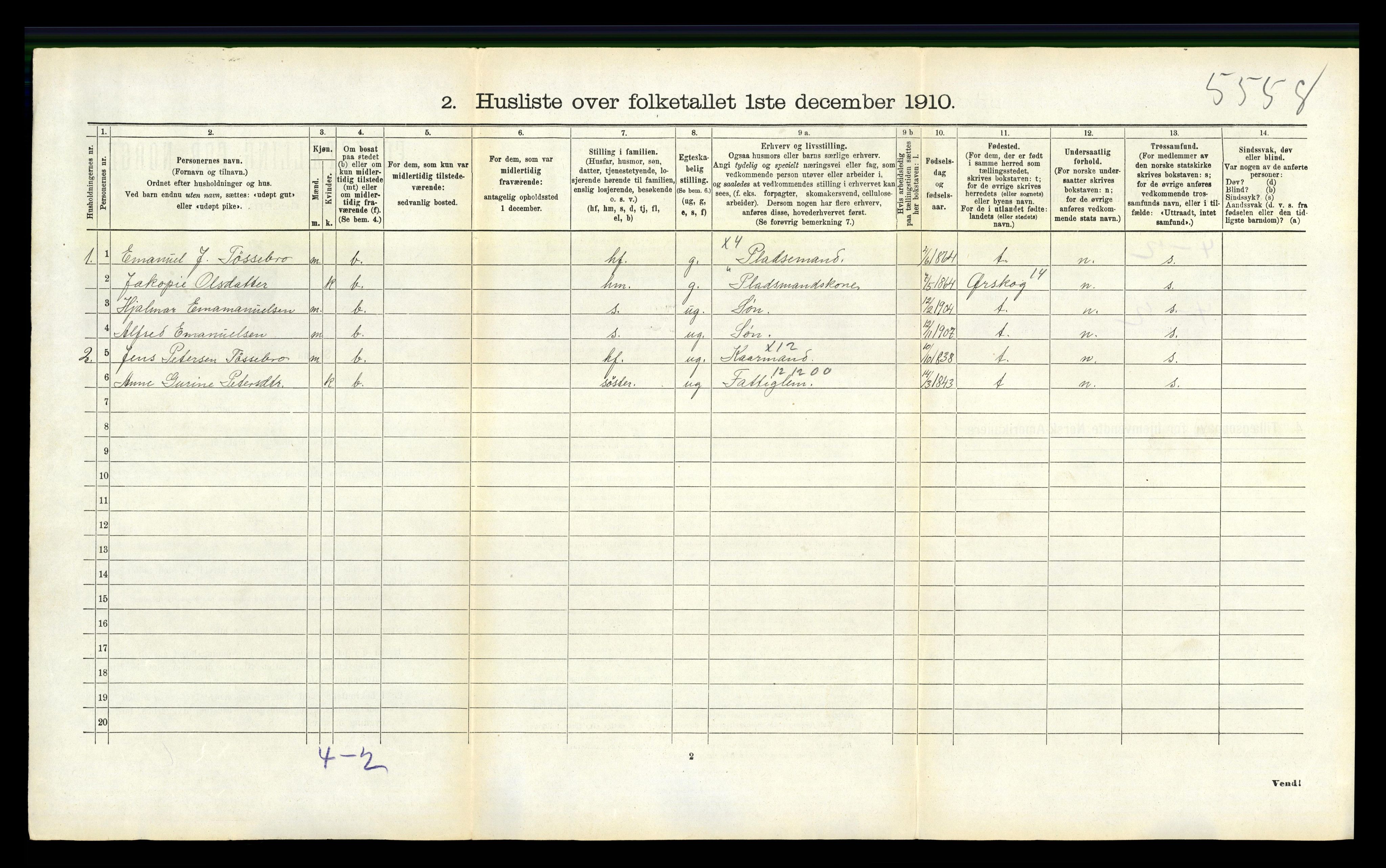 RA, 1910 census for Skodje, 1910, p. 234