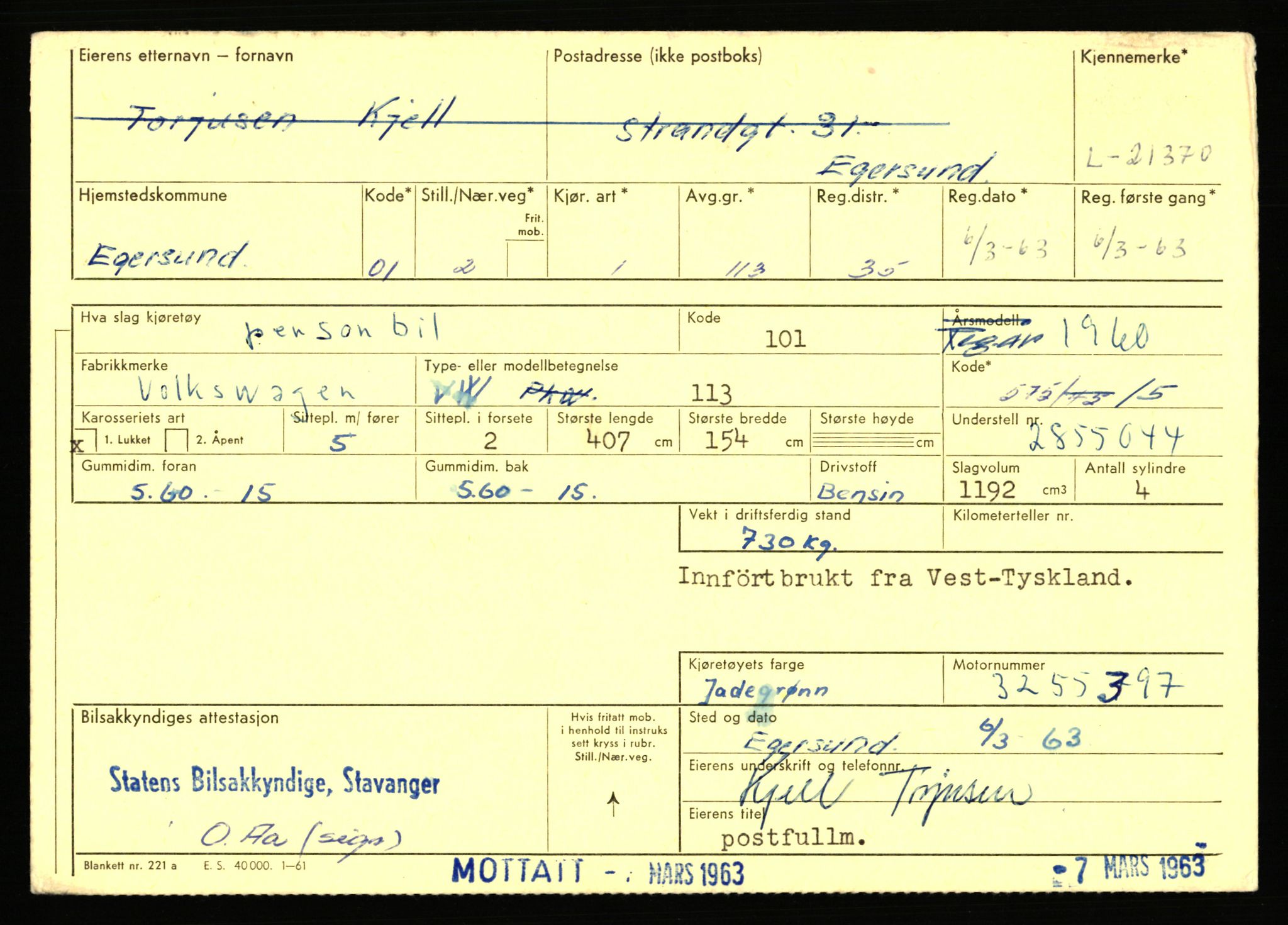 Stavanger trafikkstasjon, AV/SAST-A-101942/0/F/L0037: L-20500 - L-21499, 1930-1971, p. 2099