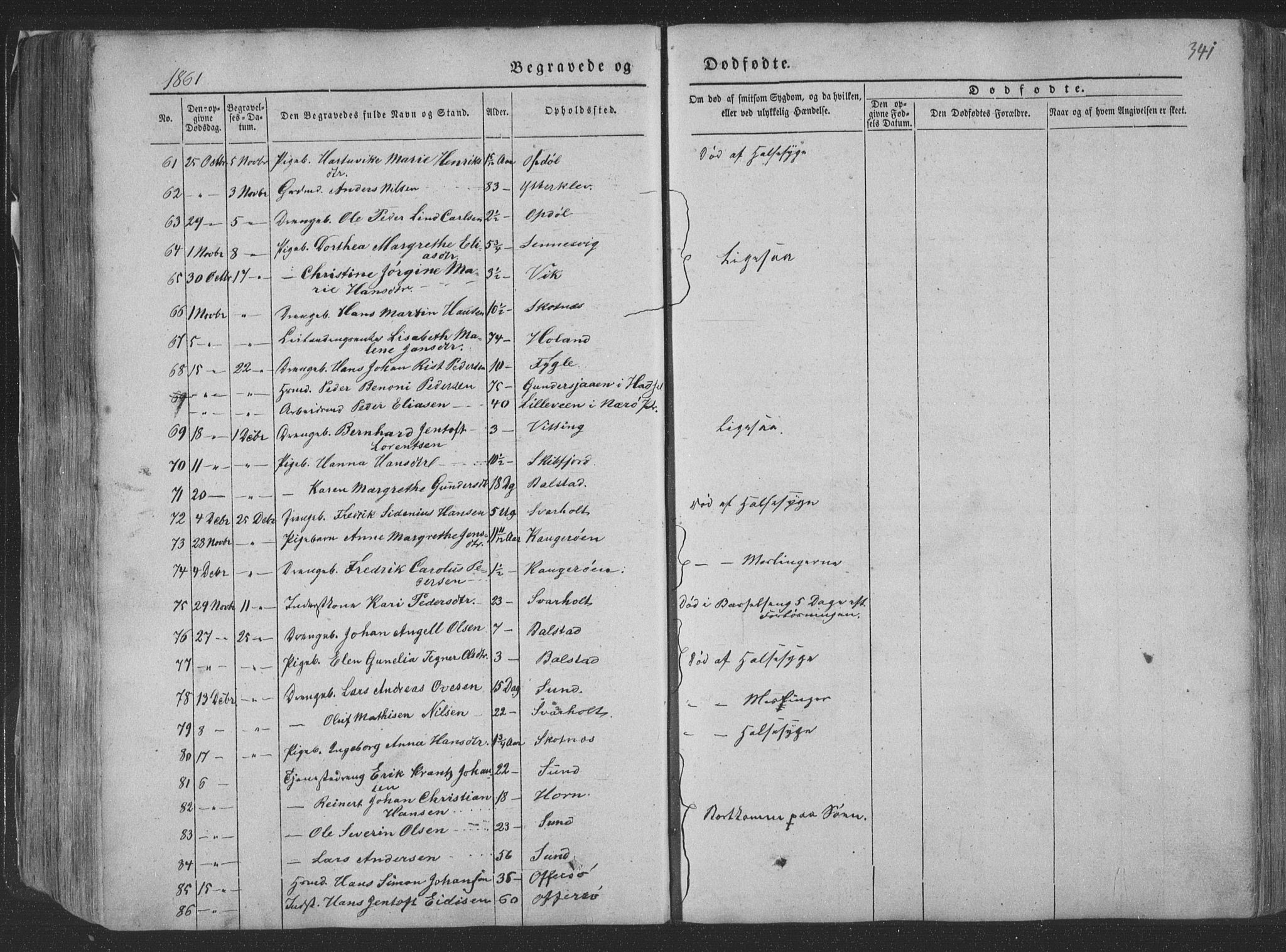 Ministerialprotokoller, klokkerbøker og fødselsregistre - Nordland, AV/SAT-A-1459/881/L1165: Parish register (copy) no. 881C02, 1854-1876, p. 341