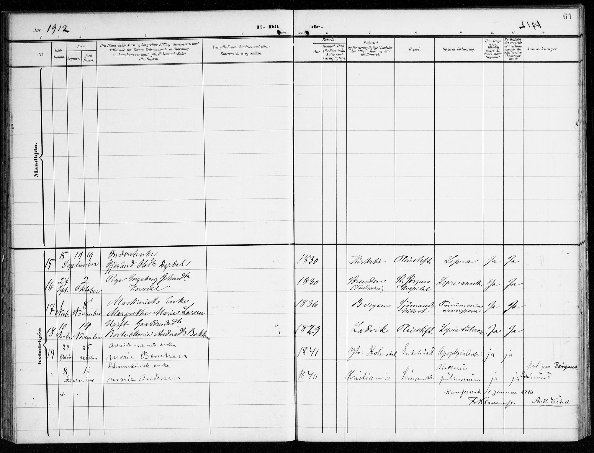 St. Jørgens hospital og Årstad sokneprestembete, AV/SAB-A-99934: Parish register (official) no. A 14, 1902-1935, p. 61