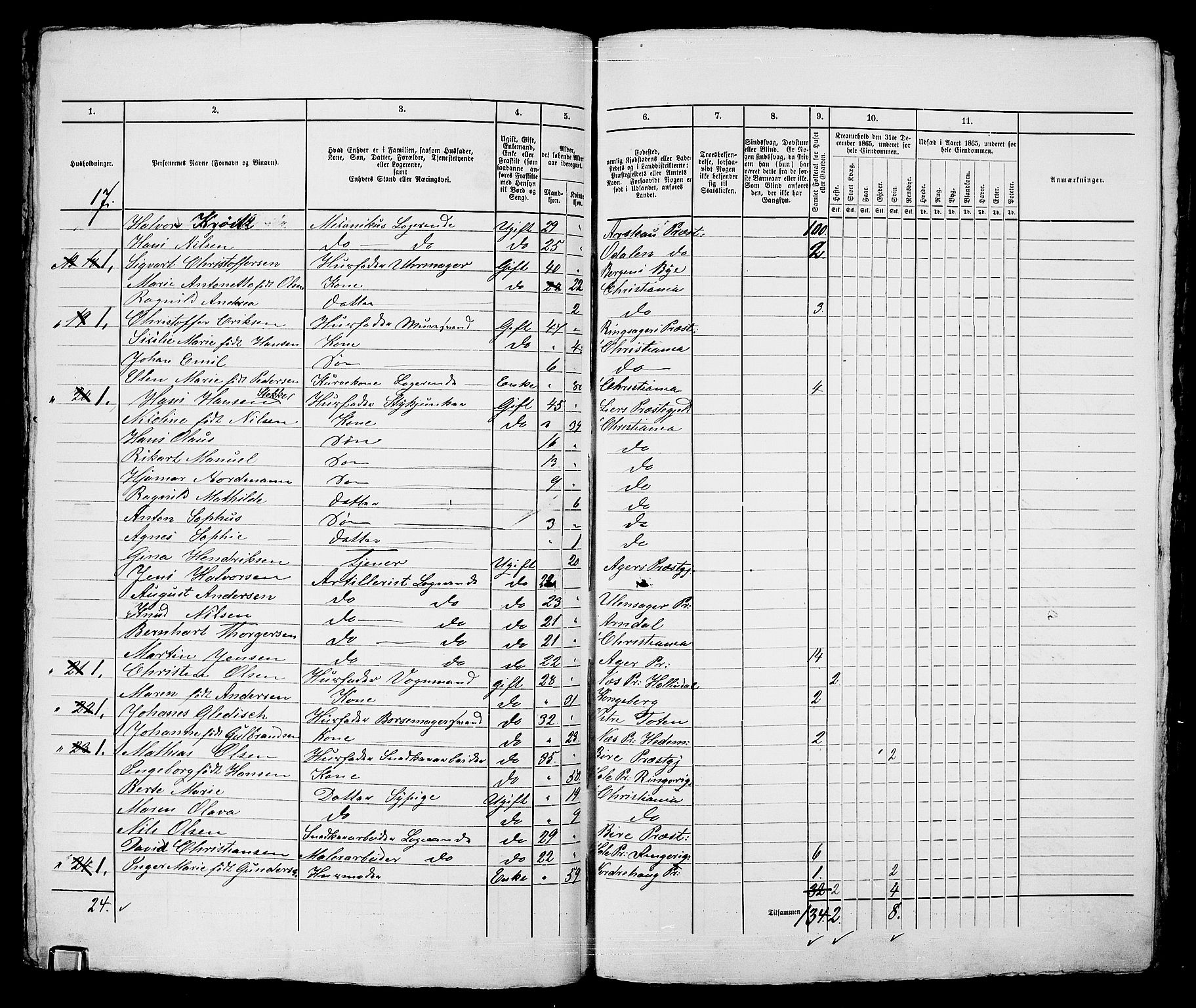 RA, 1865 census for Kristiania, 1865, p. 2852