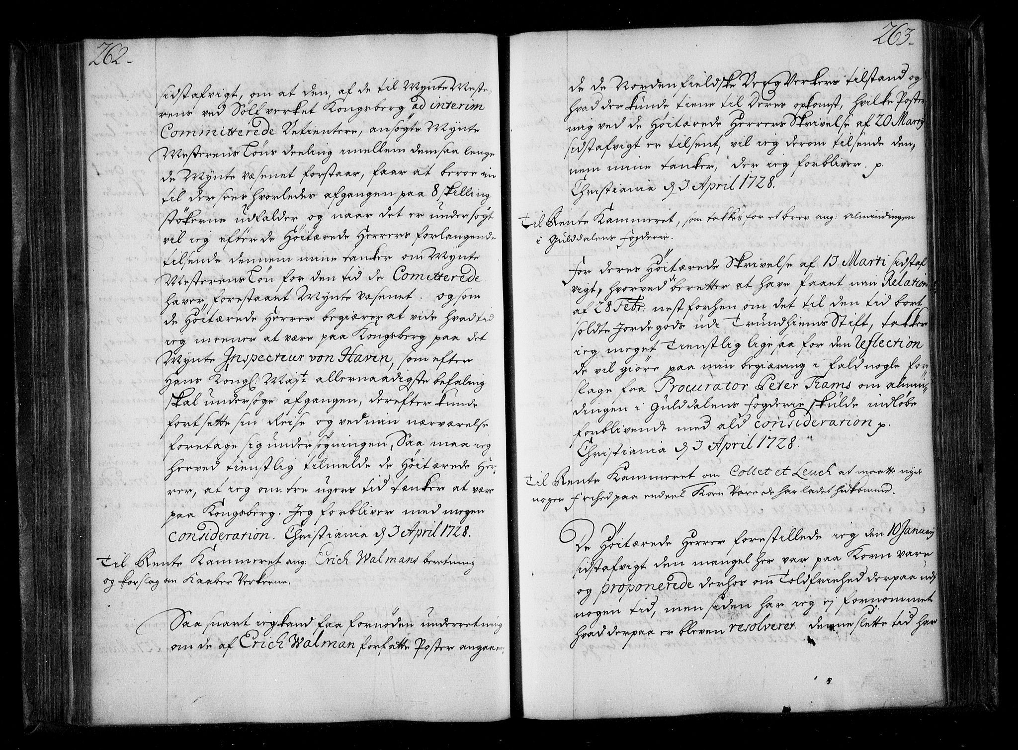 Stattholderembetet 1572-1771, AV/RA-EA-2870/Be/L0009: Allmenn kopibok, ikke autorisert, 1727-1729, p. 262-263