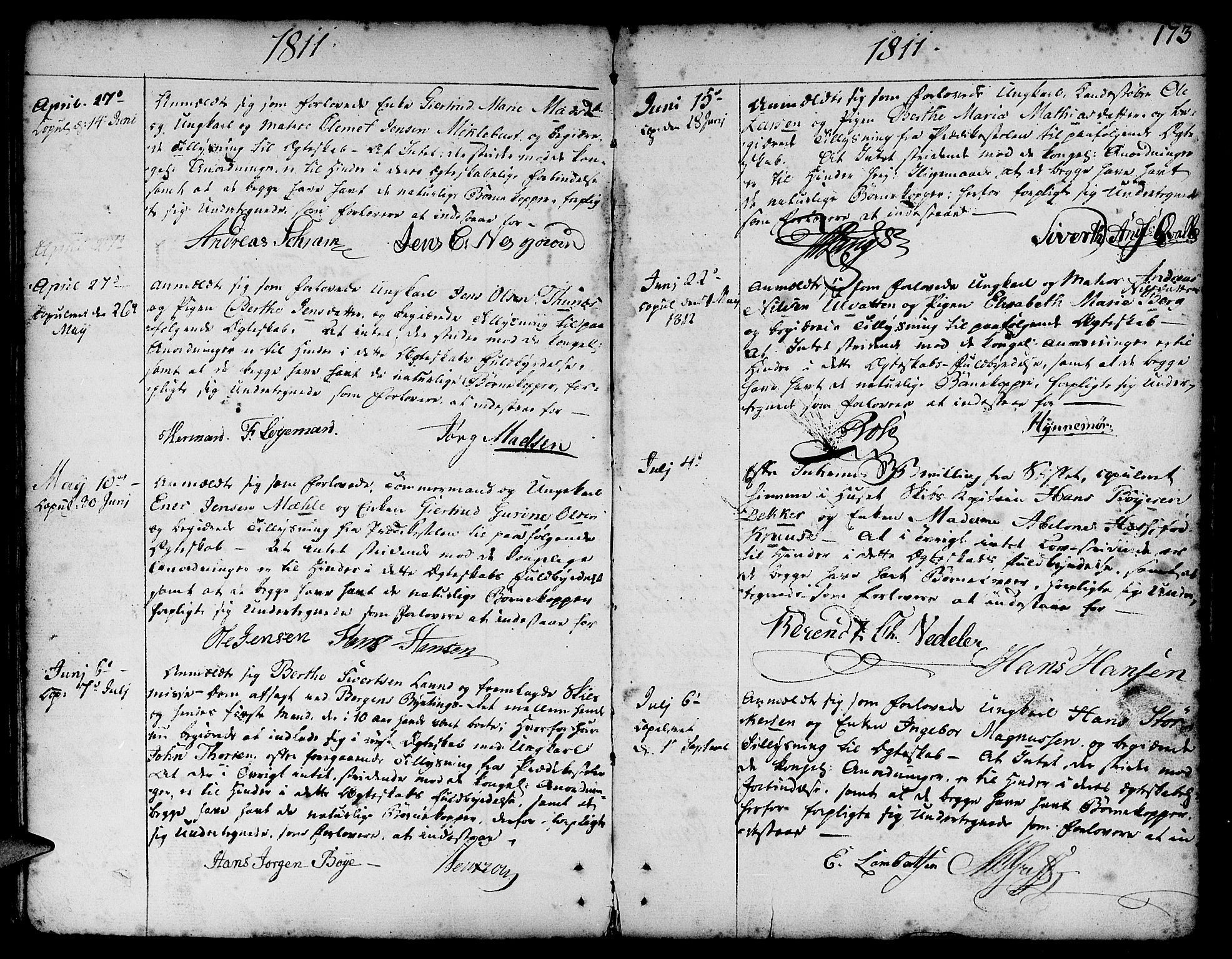 Nykirken Sokneprestembete, SAB/A-77101/H/Haa/L0008: Parish register (official) no. A 8, 1776-1814, p. 173
