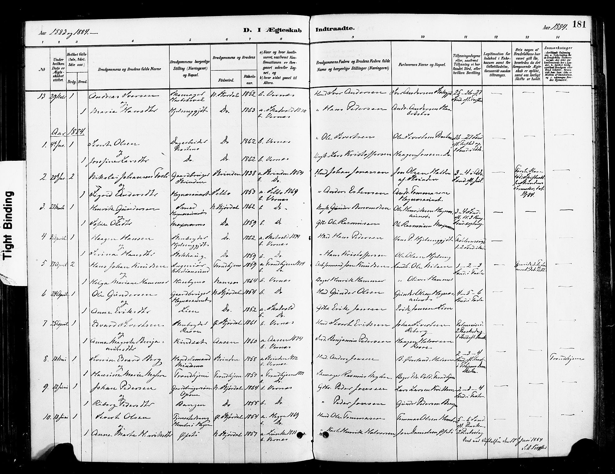 Ministerialprotokoller, klokkerbøker og fødselsregistre - Nord-Trøndelag, SAT/A-1458/709/L0077: Parish register (official) no. 709A17, 1880-1895, p. 181