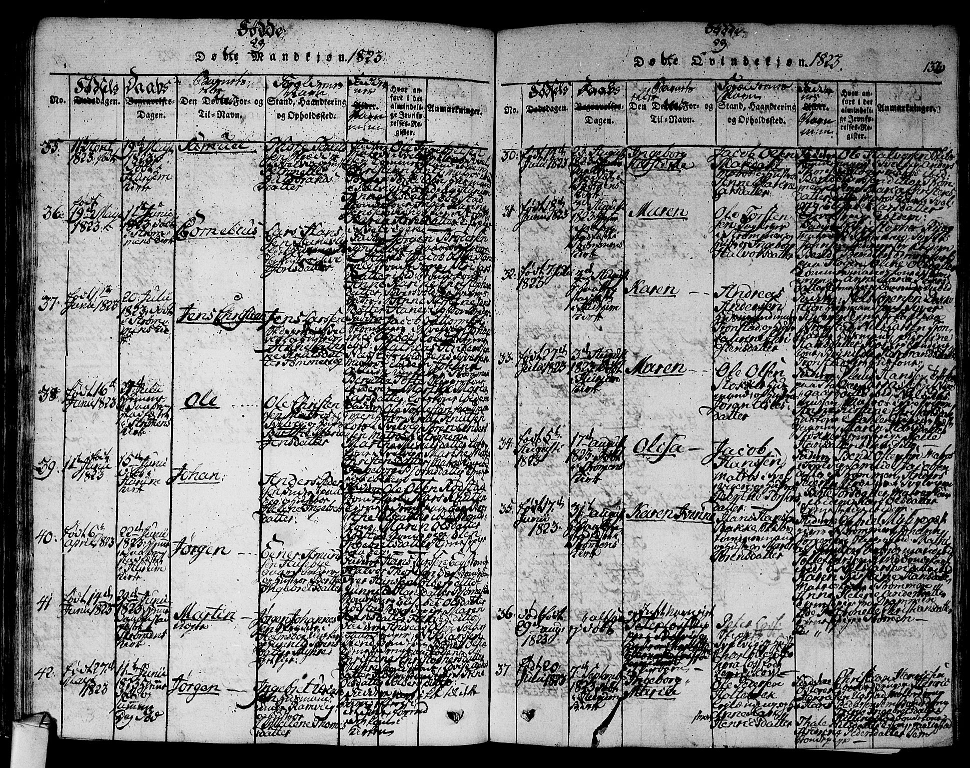 Hurum kirkebøker, AV/SAKO-A-229/F/Fa/L0009: Parish register (official) no. 9, 1816-1826, p. 132