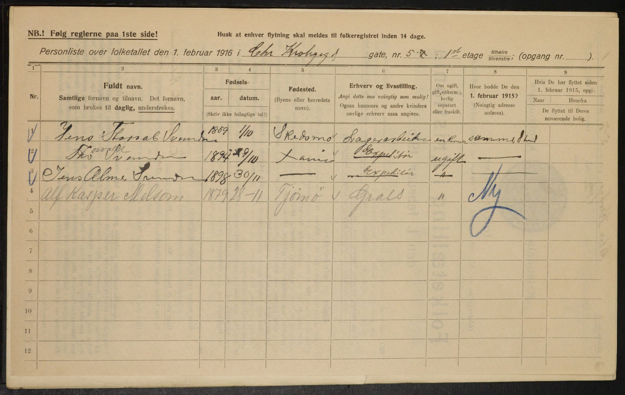 OBA, Municipal Census 1916 for Kristiania, 1916, p. 11844