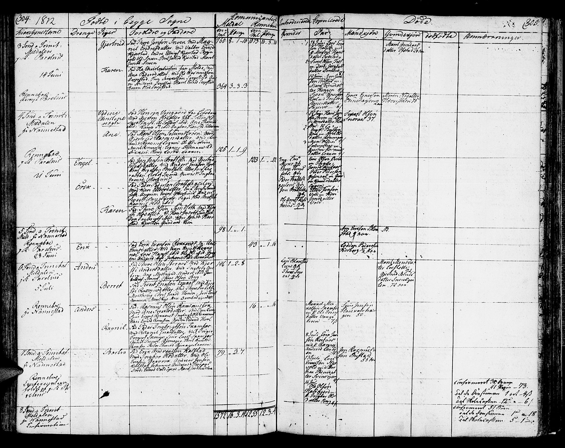 Ministerialprotokoller, klokkerbøker og fødselsregistre - Sør-Trøndelag, AV/SAT-A-1456/672/L0852: Parish register (official) no. 672A05, 1776-1815, p. 304-305