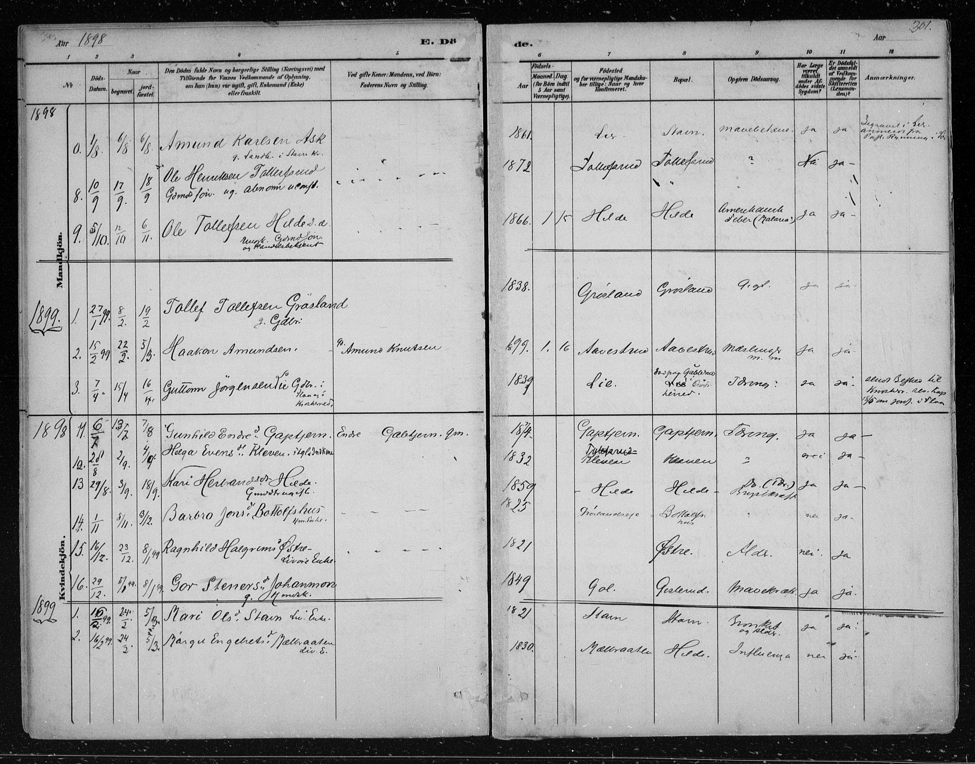 Nes kirkebøker, SAKO/A-236/F/Fa/L0012: Parish register (official) no. 12, 1881-1917, p. 301