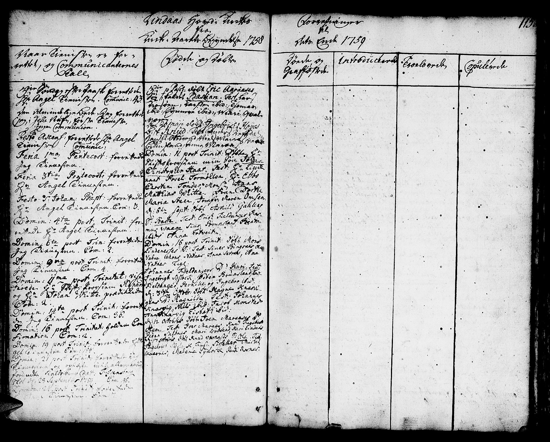 Lindås Sokneprestembete, AV/SAB-A-76701/H/Haa/Haaa/L0003: Parish register (official) no. A 3, 1748-1764, p. 115