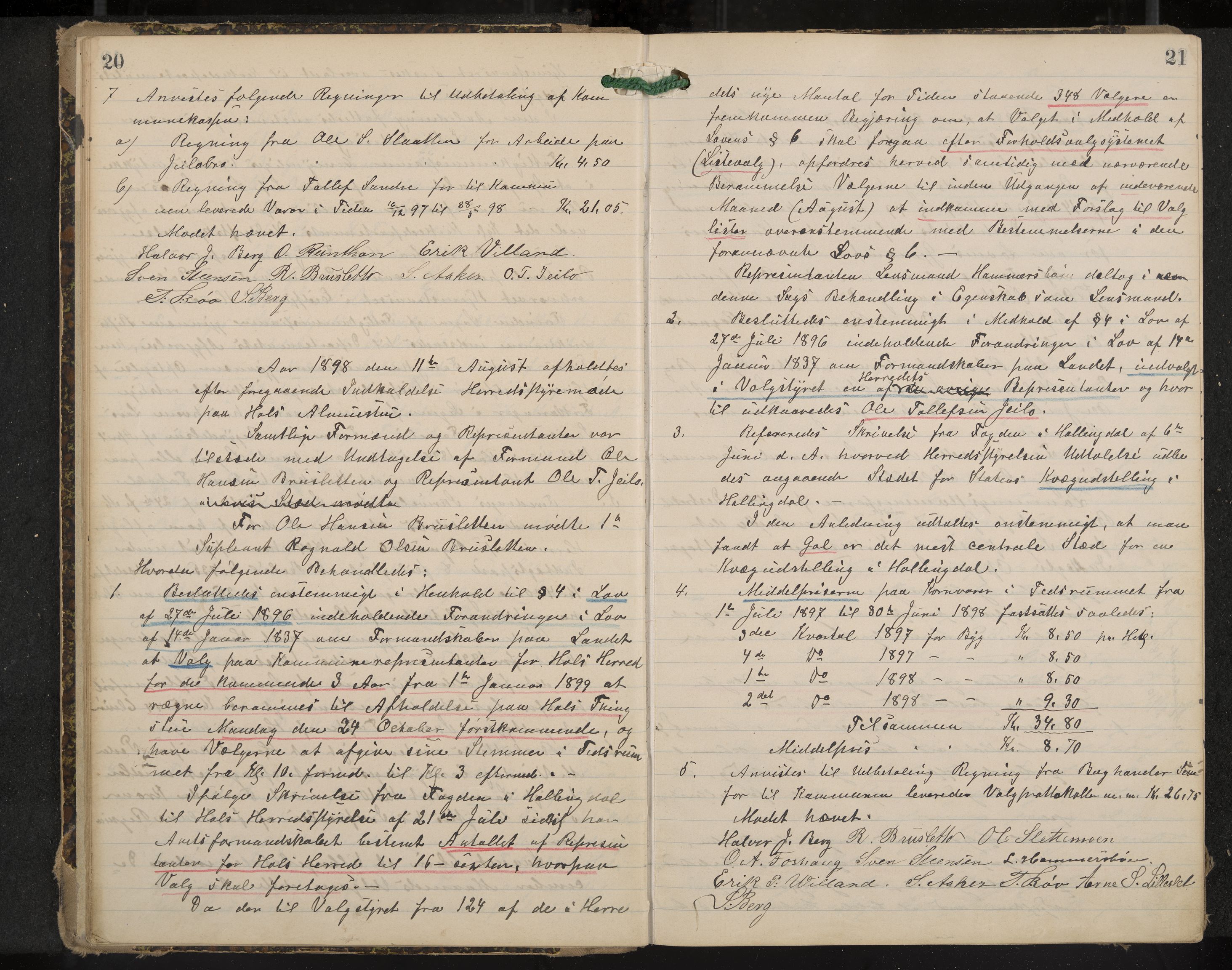 Hol formannskap og sentraladministrasjon, IKAK/0620021-1/A/L0003: Møtebok, 1897-1904, p. 20-21