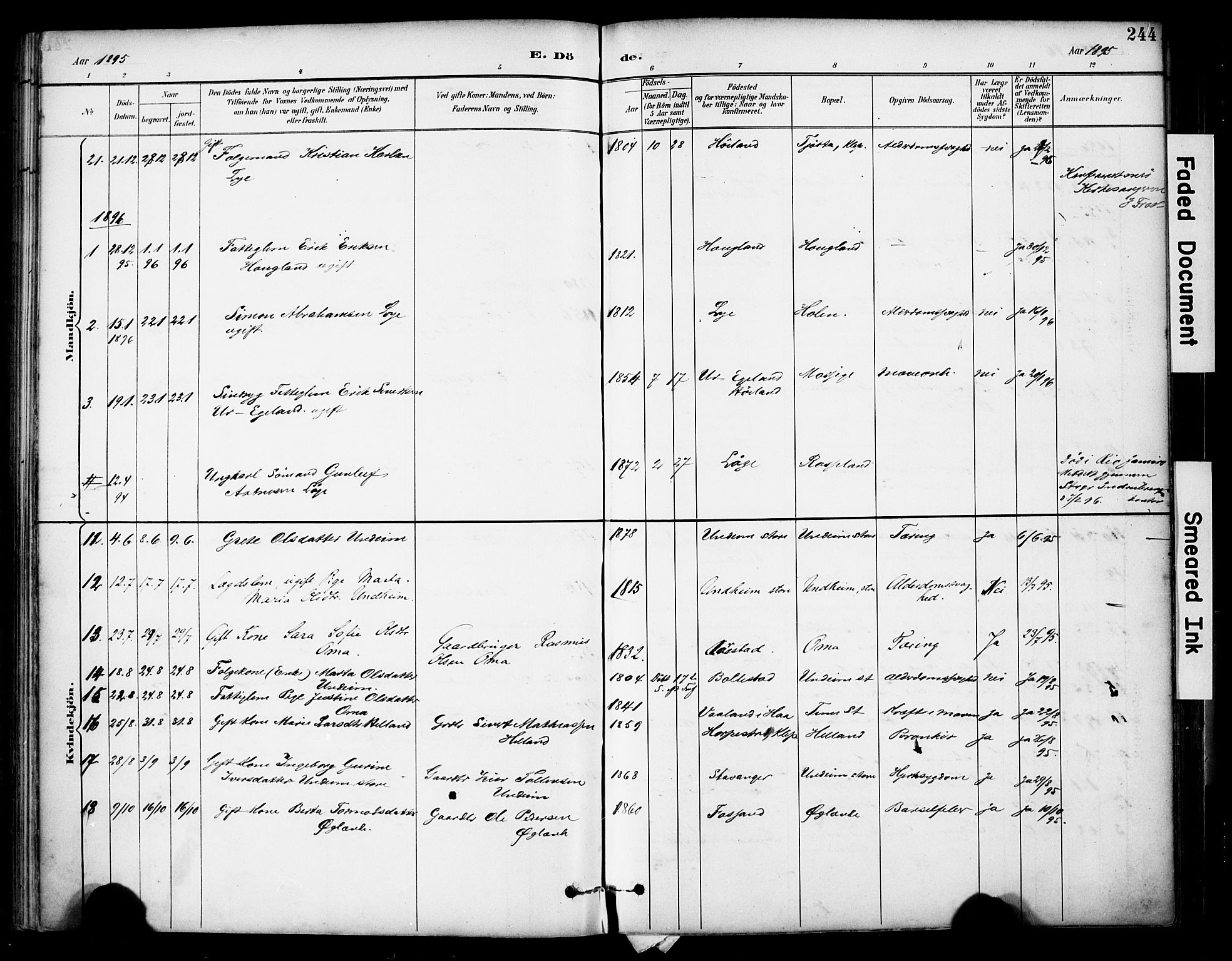 Lye sokneprestkontor, SAST/A-101794/001/30BA/L0011: Parish register (official) no. A 9, 1893-1903, p. 244