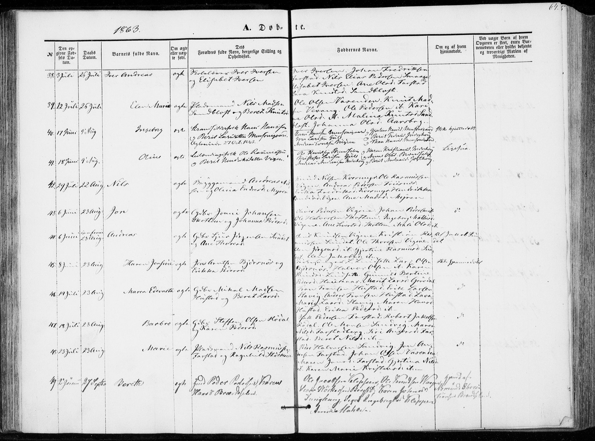 Ministerialprotokoller, klokkerbøker og fødselsregistre - Møre og Romsdal, AV/SAT-A-1454/566/L0767: Parish register (official) no. 566A06, 1852-1868, p. 64