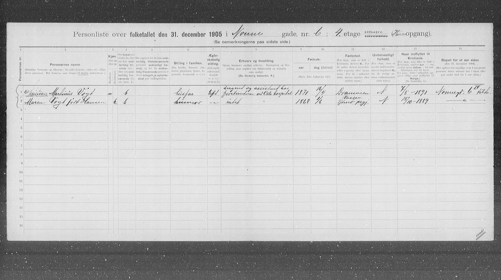 OBA, Municipal Census 1905 for Kristiania, 1905, p. 37578