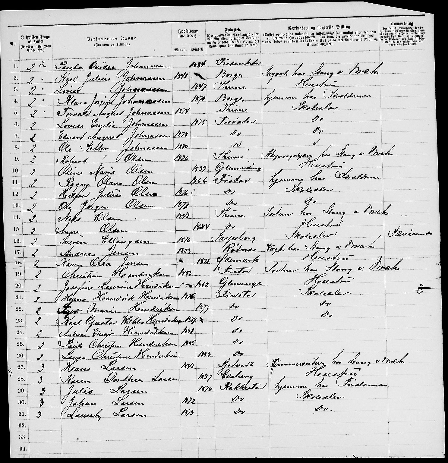 RA, 1885 census for 0103 Fredrikstad, 1885, p. 1447