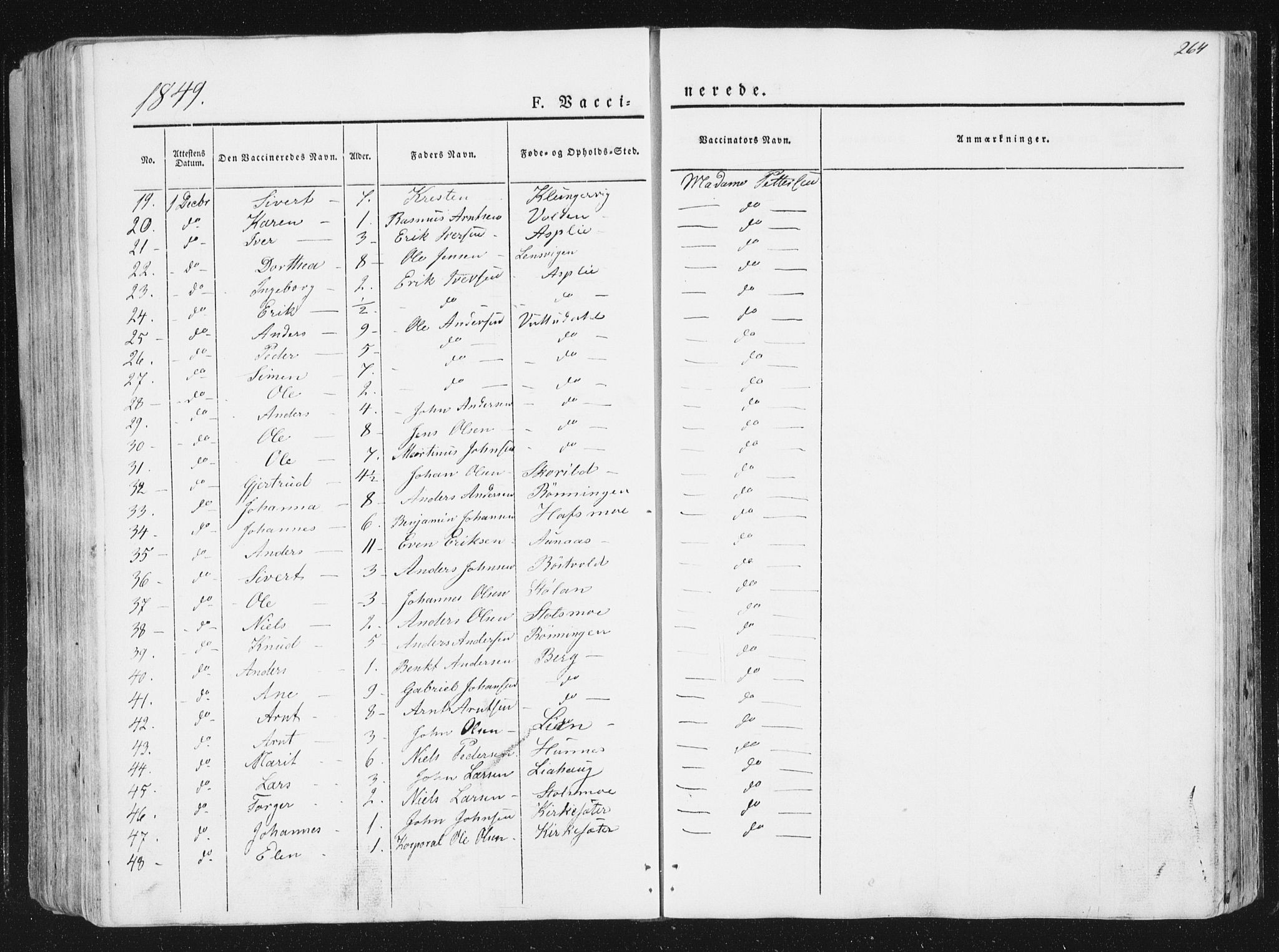 Ministerialprotokoller, klokkerbøker og fødselsregistre - Sør-Trøndelag, SAT/A-1456/630/L0493: Parish register (official) no. 630A06, 1841-1851, p. 264