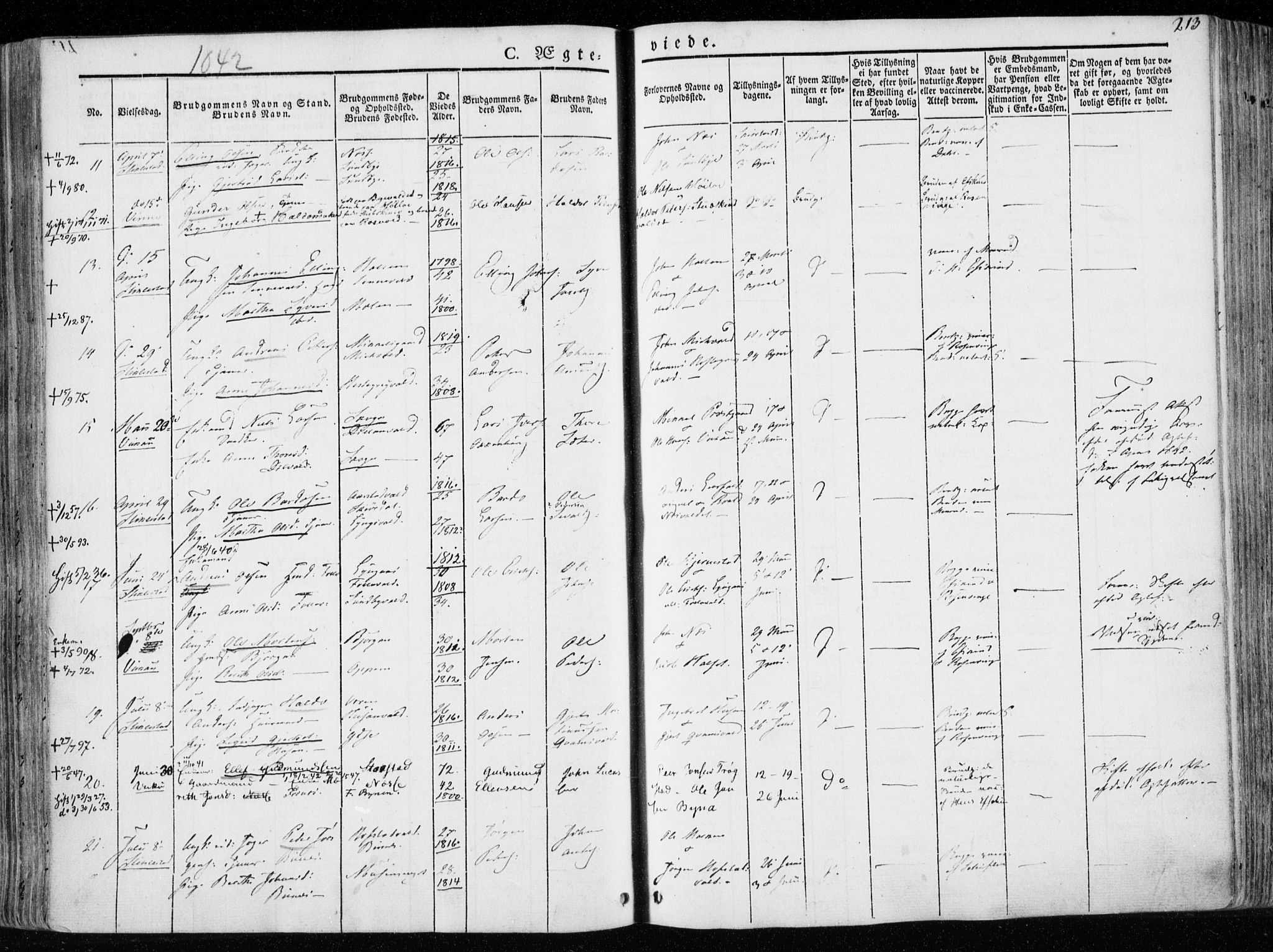 Ministerialprotokoller, klokkerbøker og fødselsregistre - Nord-Trøndelag, SAT/A-1458/723/L0239: Parish register (official) no. 723A08, 1841-1851, p. 213