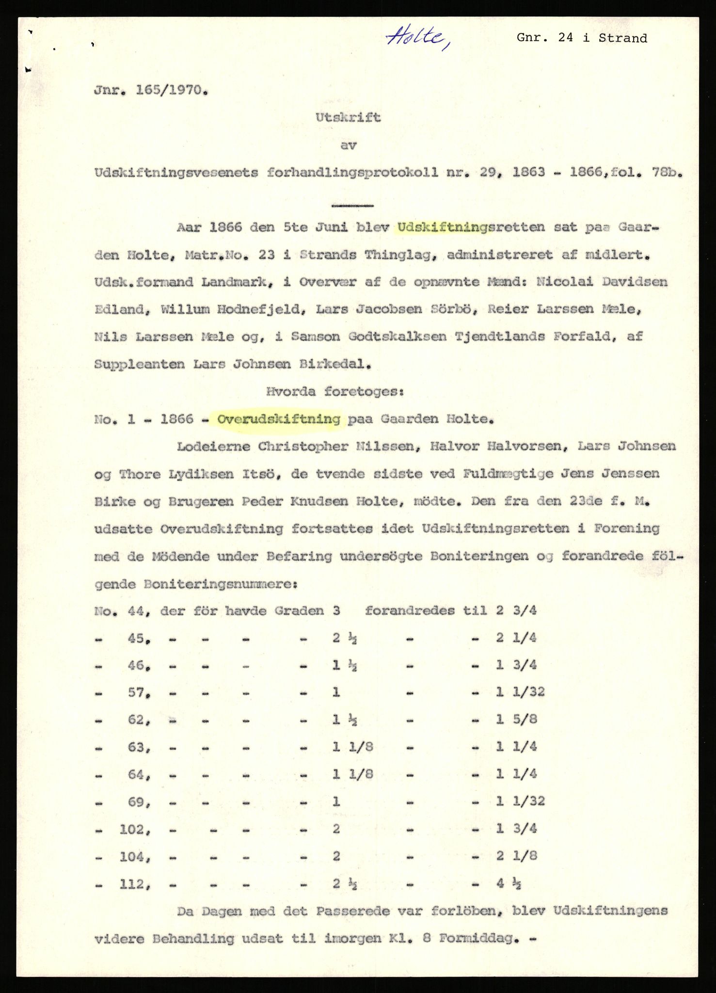 Statsarkivet i Stavanger, AV/SAST-A-101971/03/Y/Yj/L0039: Avskrifter sortert etter gårdsnavn: Holte i Strand - Hovland i Ørsdalen, 1750-1930, p. 16