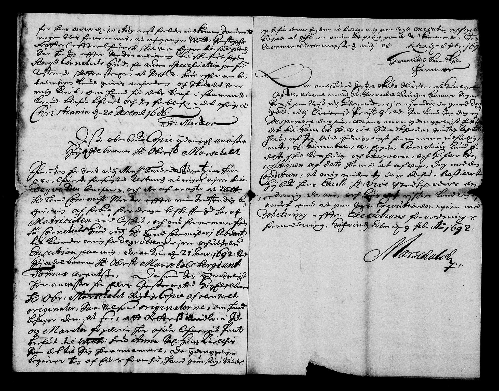 Stattholderembetet 1572-1771, RA/EA-2870/Af/L0004: Avskrifter av vedlegg til originale supplikker, nummerert i samsvar med supplikkbøkene, 1691-1694, p. 156