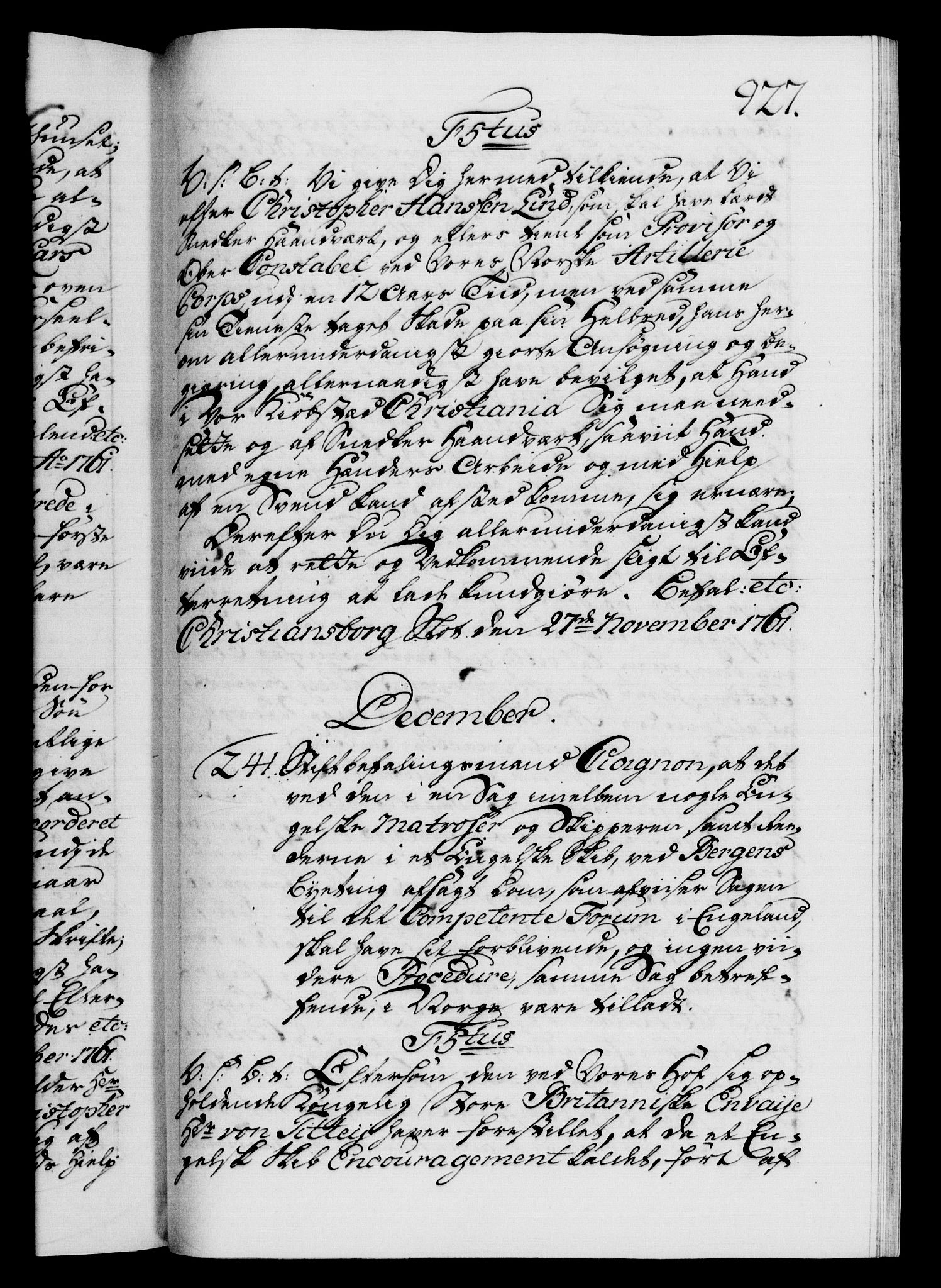 Danske Kanselli 1572-1799, RA/EA-3023/F/Fc/Fca/Fcab/L0036: Norske tegnelser, 1757-1761, p. 927a