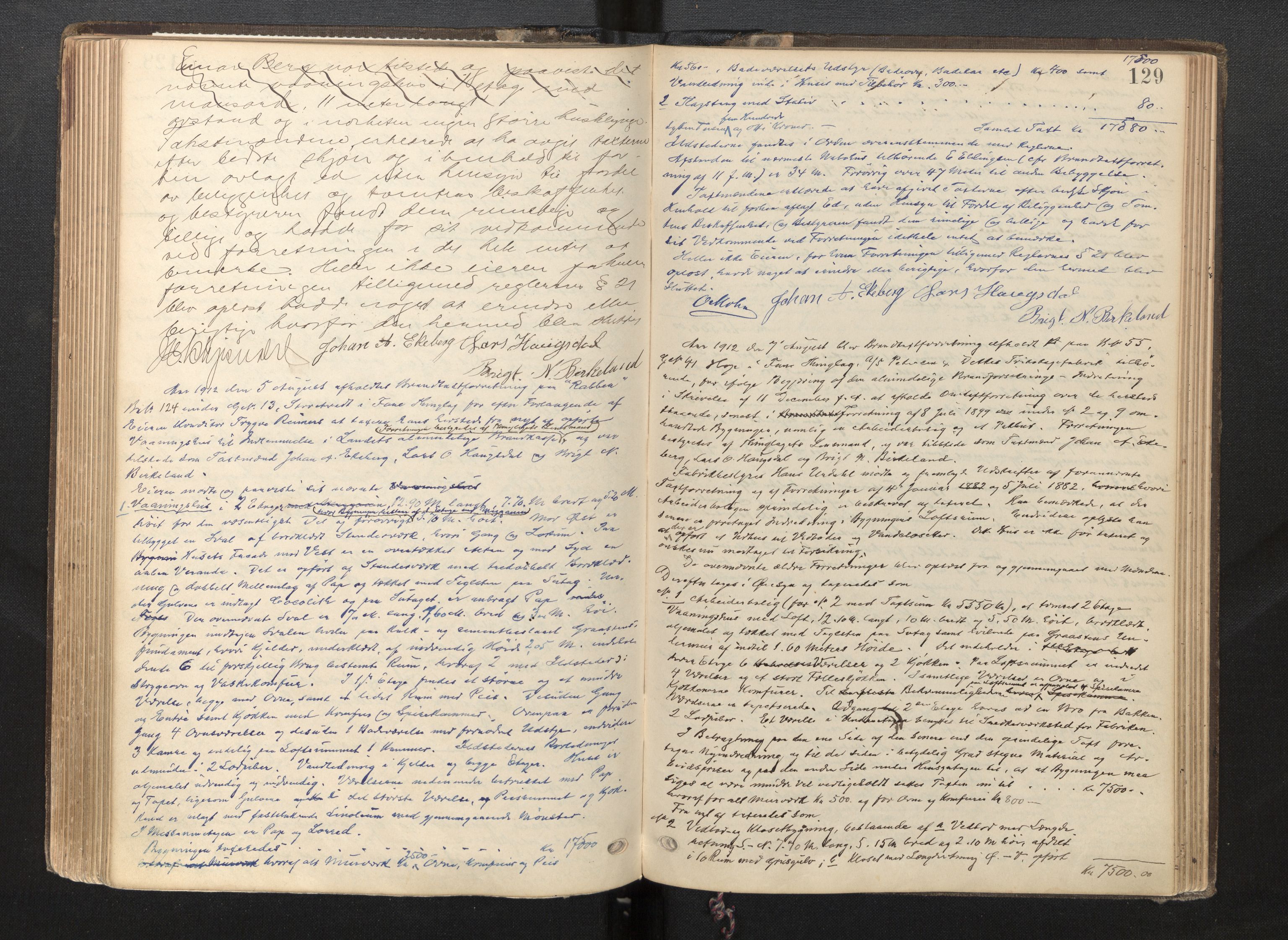 Lensmannen i Fana, AV/SAB-A-31801/0012/L0005: Branntakstprotokoll, 1899-1914, p. 128b-129a