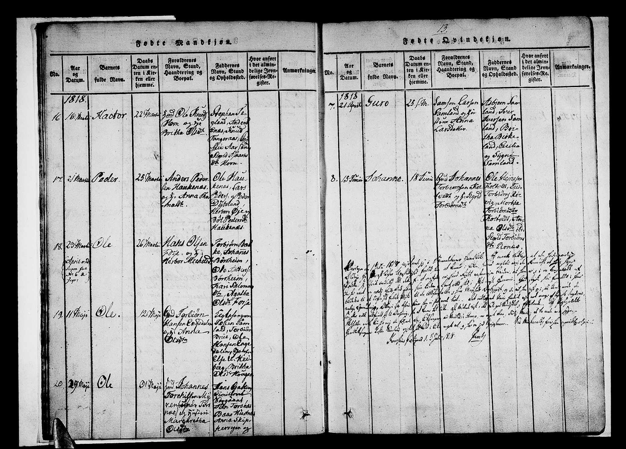 Strandebarm sokneprestembete, AV/SAB-A-78401/H/Haa: Parish register (official) no. A 5, 1816-1826, p. 13