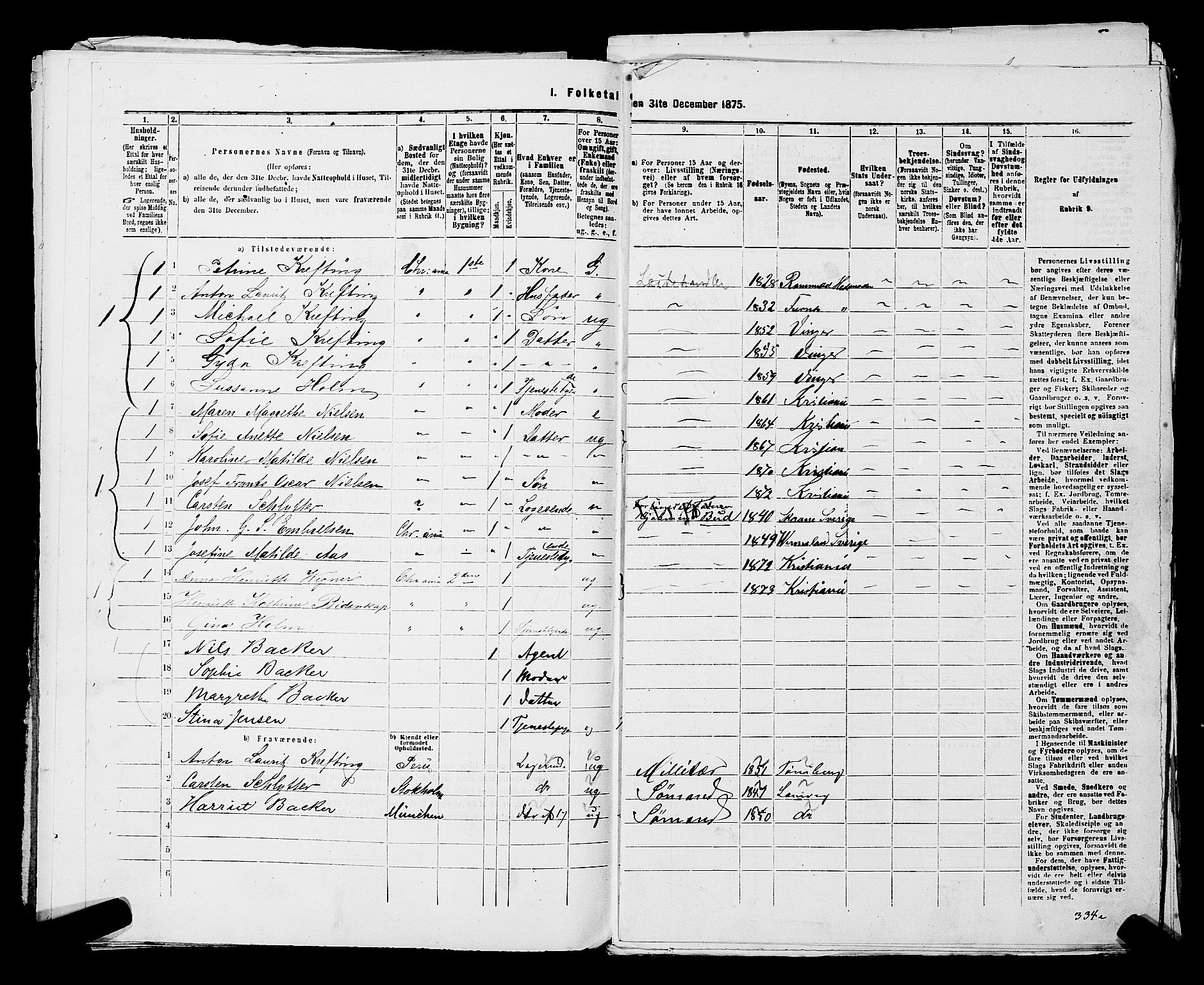 RA, 1875 census for 0301 Kristiania, 1875, p. 3522