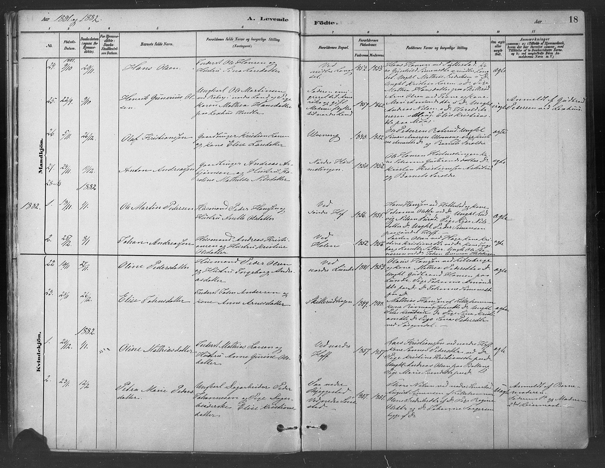 Fåberg prestekontor, AV/SAH-PREST-086/H/Ha/Haa/L0009: Parish register (official) no. 9, 1879-1898, p. 18