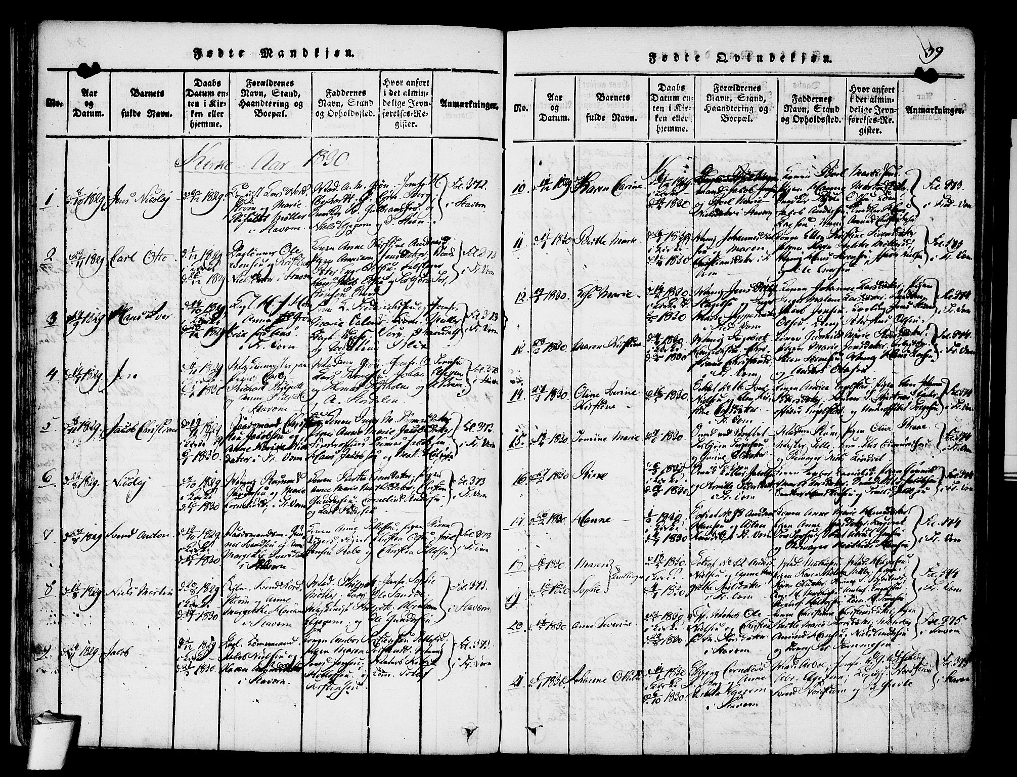 Stavern kirkebøker, AV/SAKO-A-318/F/Fa/L0006: Parish register (official) no. 6, 1816-1839, p. 39