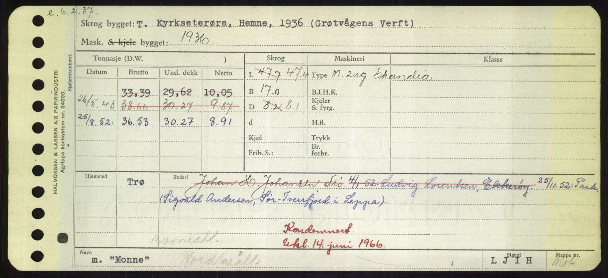 Sjøfartsdirektoratet med forløpere, Skipsmålingen, AV/RA-S-1627/H/Hd/L0025: Fartøy, Min-Mås, p. 151