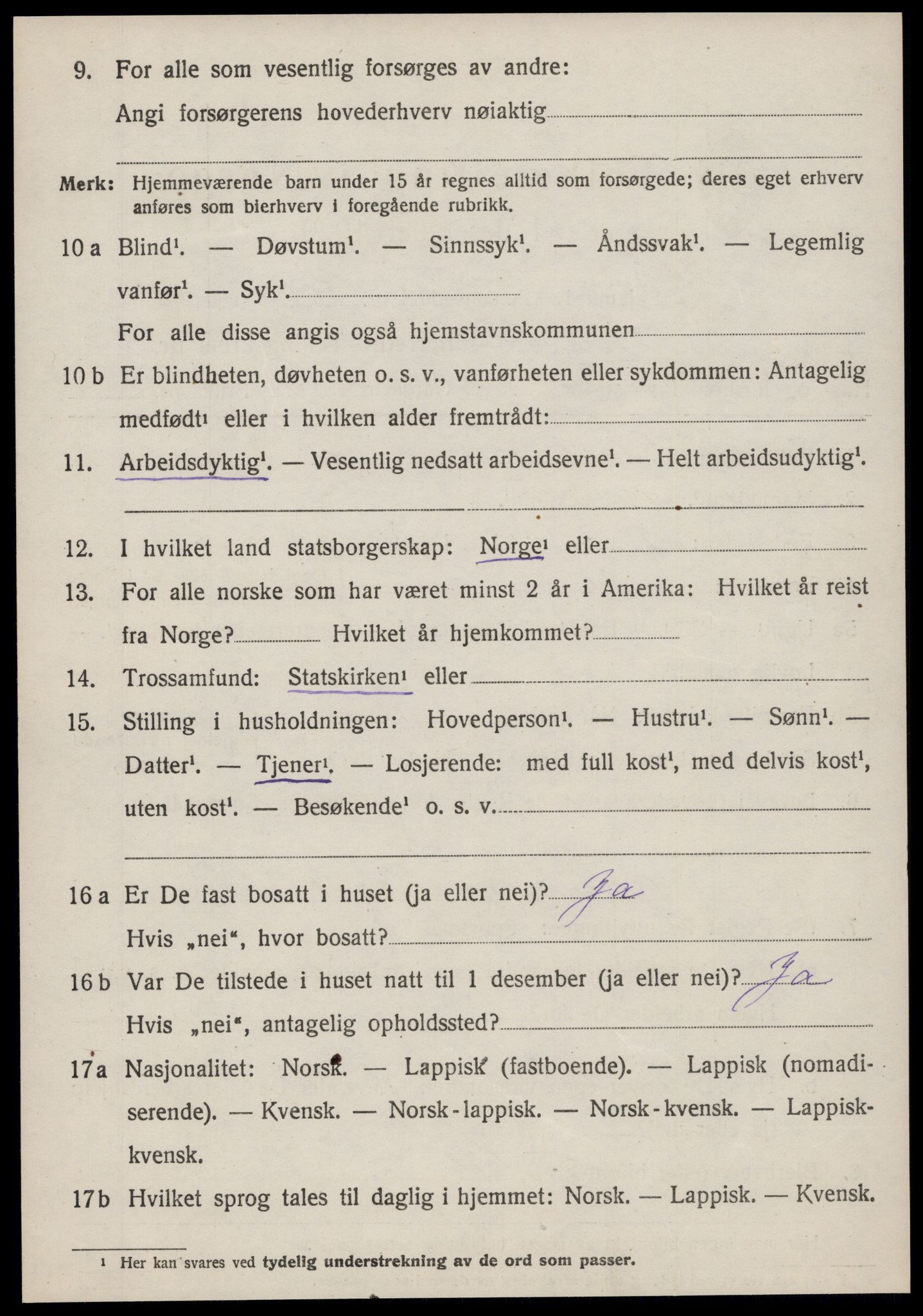 SAT, 1920 census for Sandstad, 1920, p. 1650