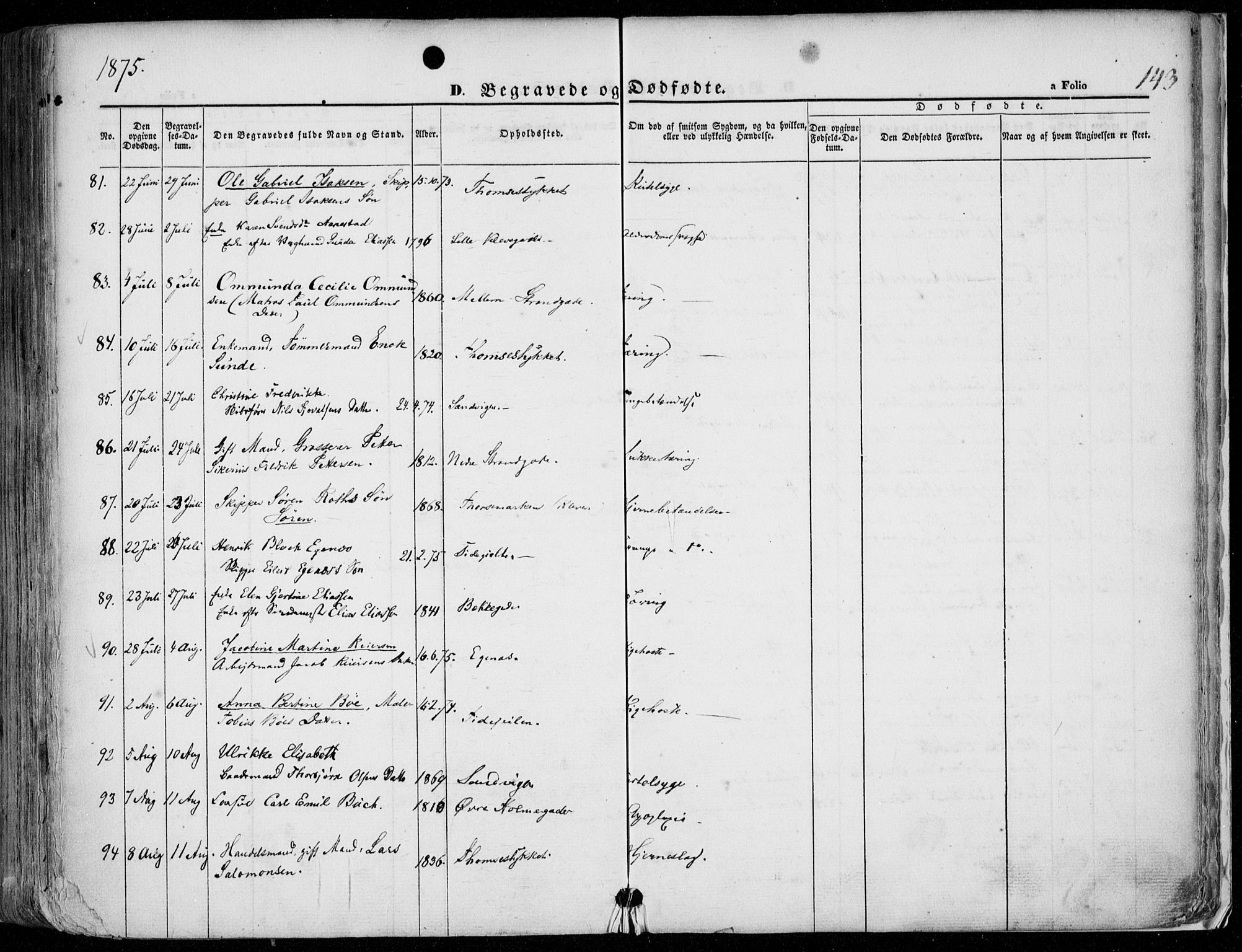 Domkirken sokneprestkontor, SAST/A-101812/001/30/30BA/L0020: Parish register (official) no. A 19, 1858-1877, p. 143