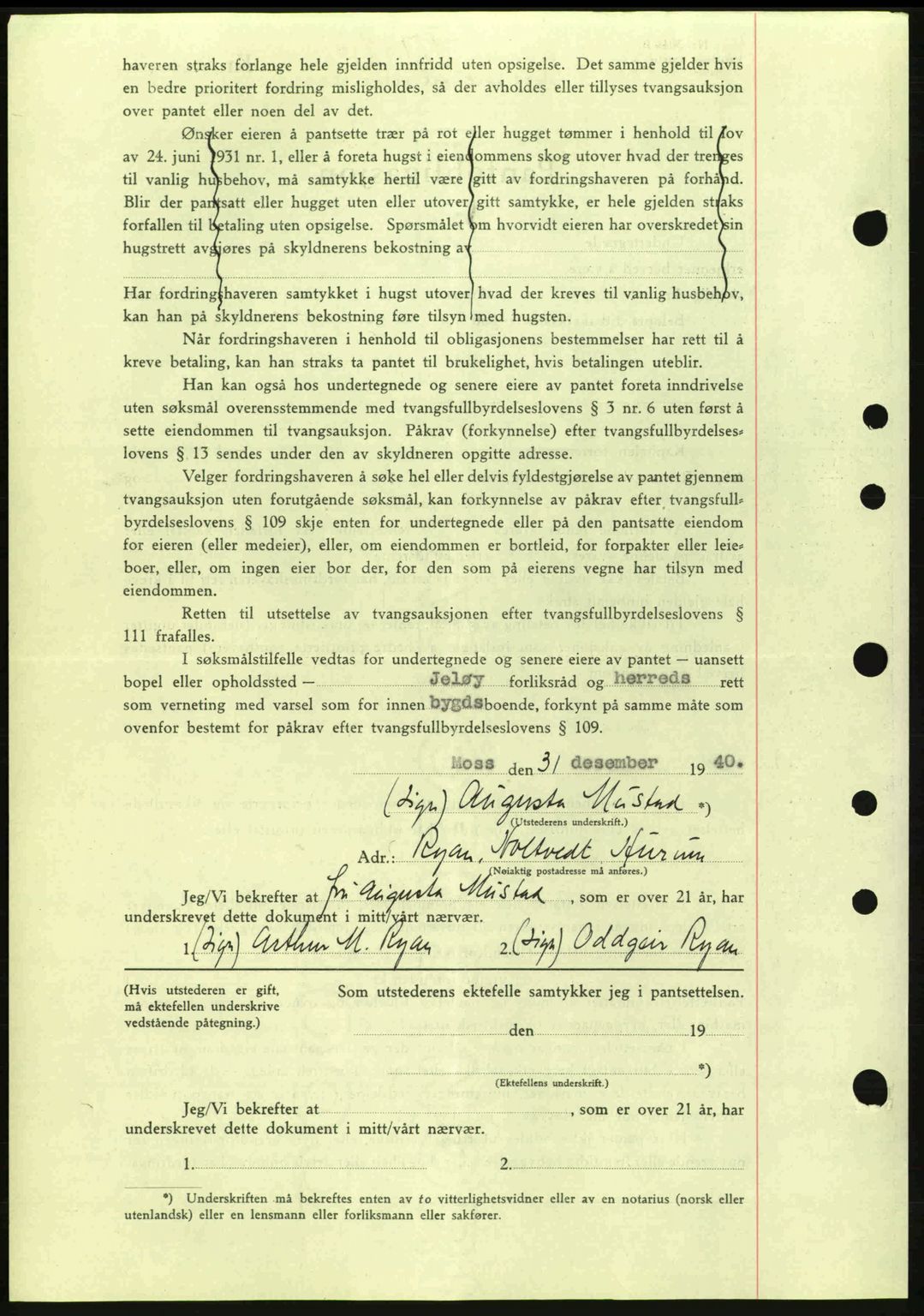 Moss sorenskriveri, SAO/A-10168: Mortgage book no. B10, 1940-1941, Diary no: : 4/1941