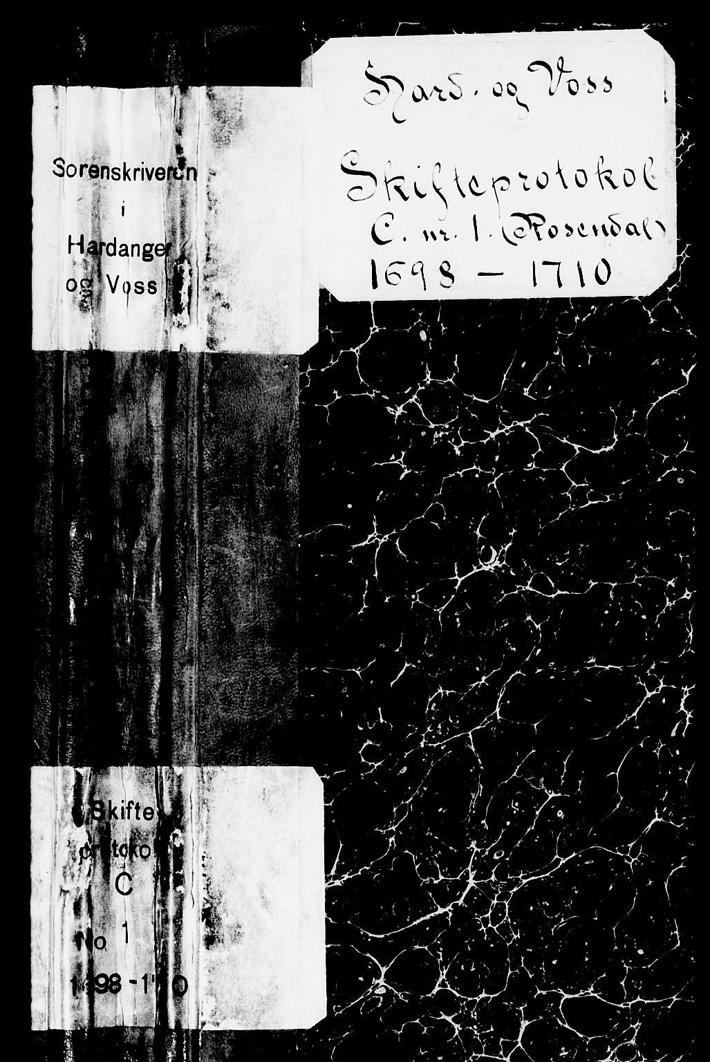 Hardanger og Voss sorenskriveri, AV/SAB-A-2501/4/4A/4Aa/L0001: Skifterettsprotokoll for Rosendals gods, 1698-1710