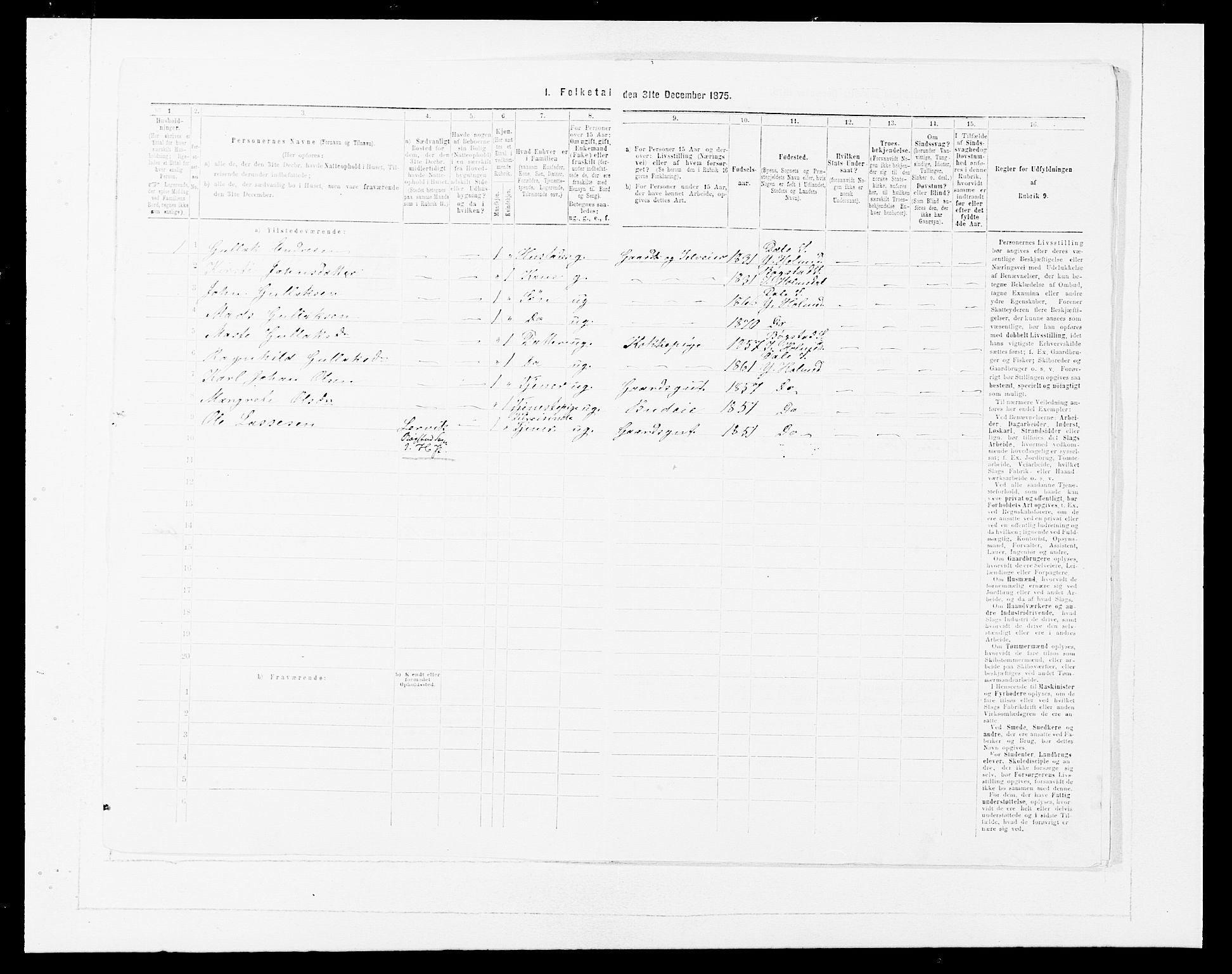 SAB, 1875 census for 1429P Ytre Holmedal, 1875, p. 515