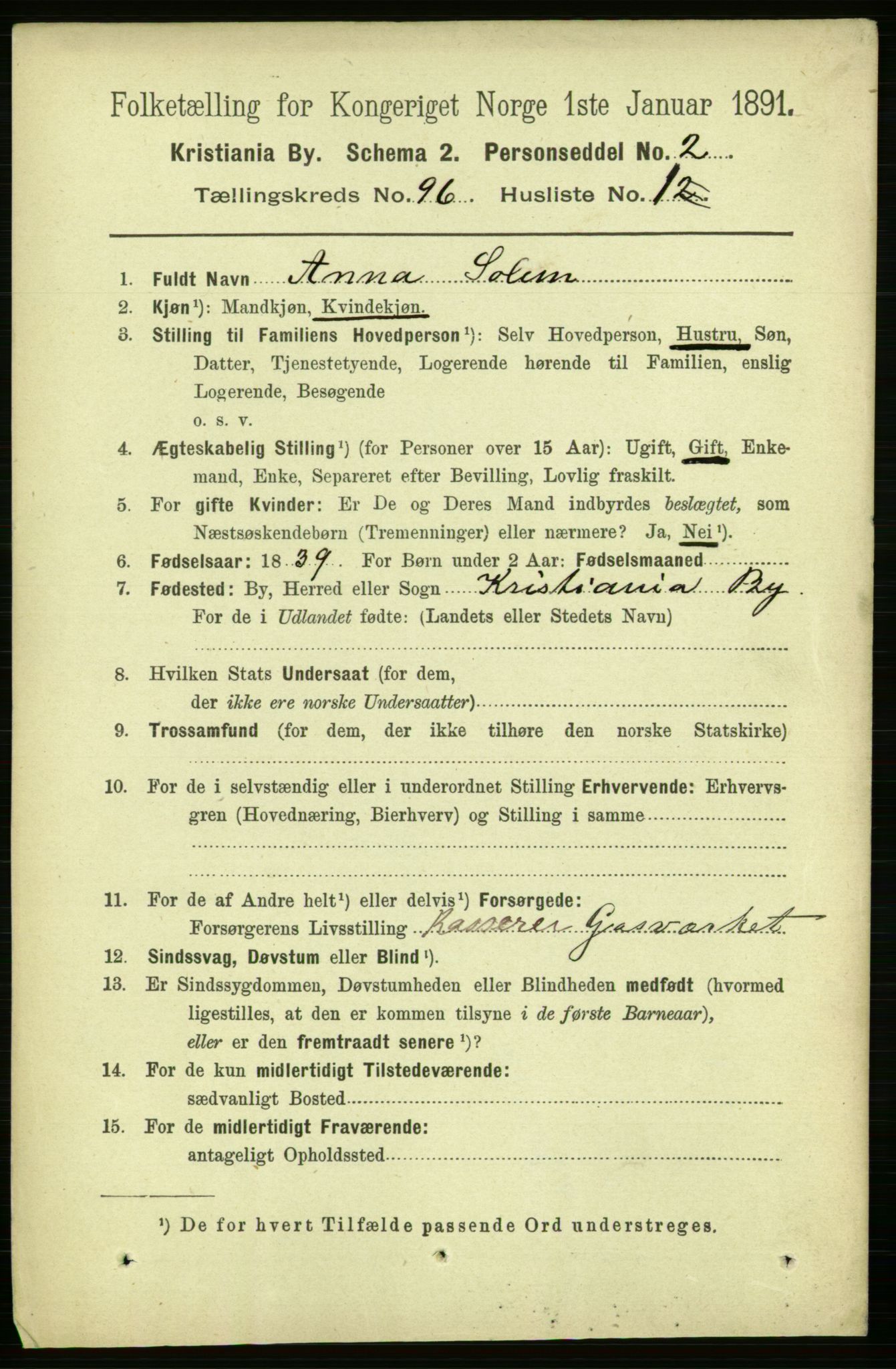 RA, 1891 census for 0301 Kristiania, 1891, p. 46541