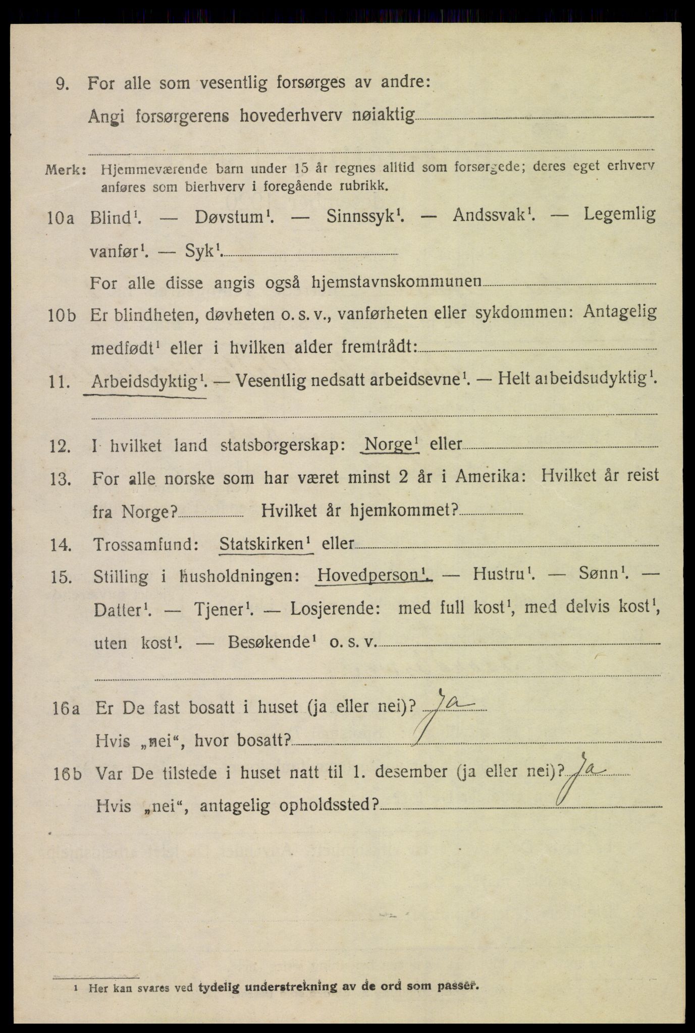 SAH, 1920 census for Vestre Toten, 1920, p. 1909